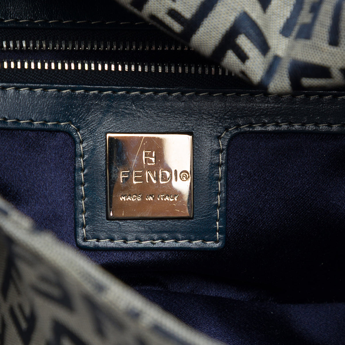 Fendi Zucchino Double Flap Slhoulder Bag Gray