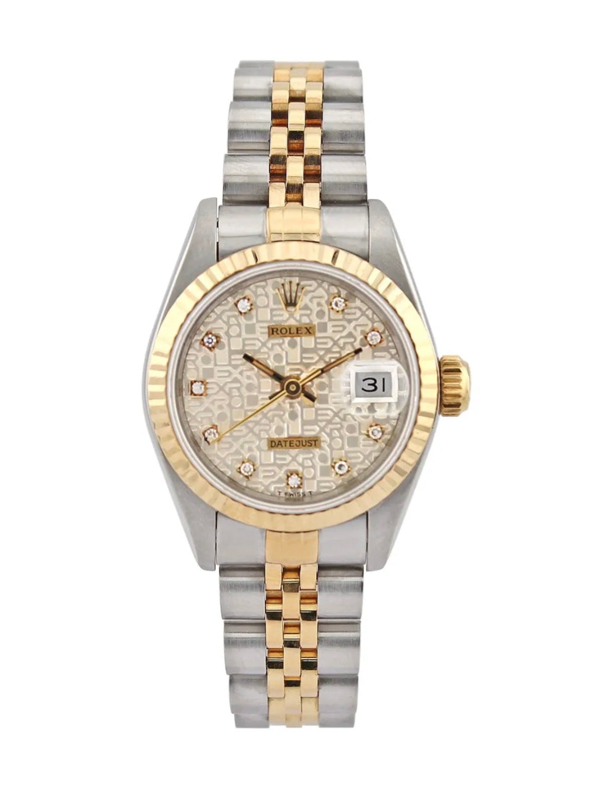 ROLEX LADY DATEJUST 26MM IN STEEL AND GOLD WITH WHITE DIAL AND DIAMONDS