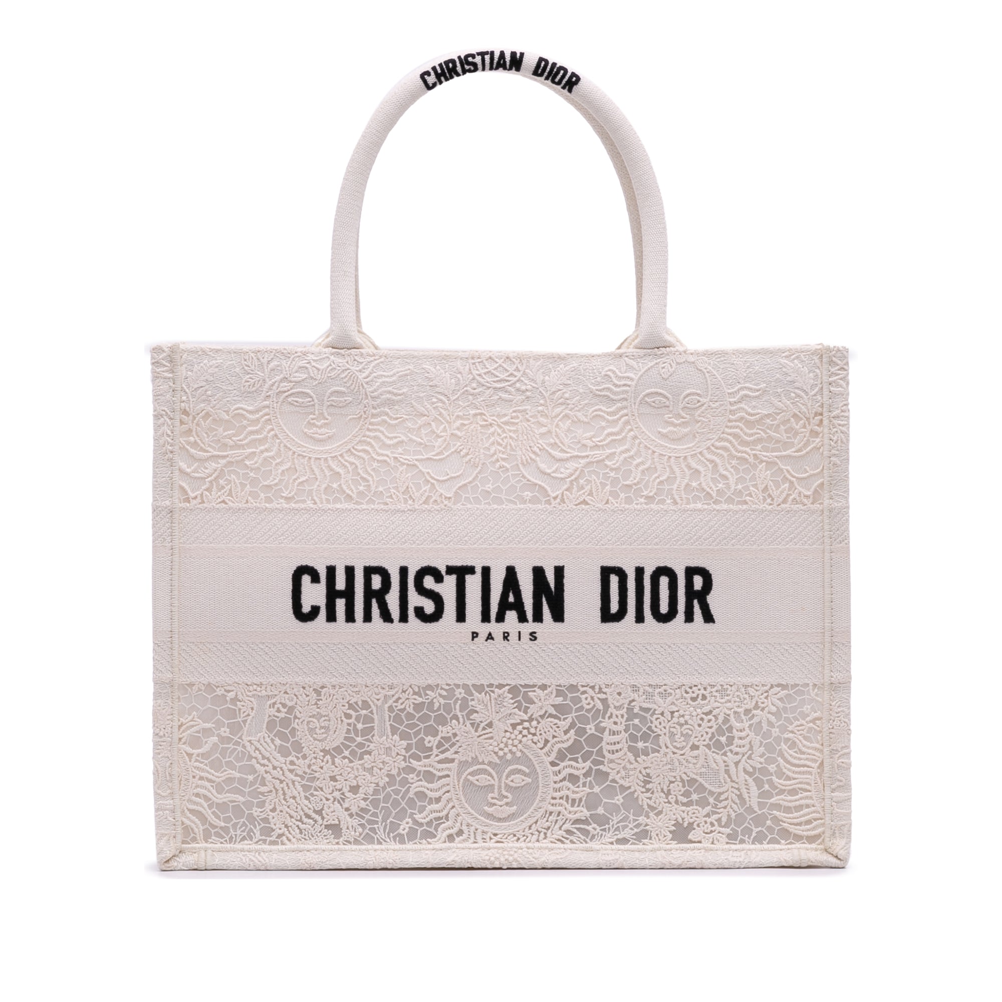 Christian Dior Medium Canvas D Lace Sun Embroidery Book Tote
