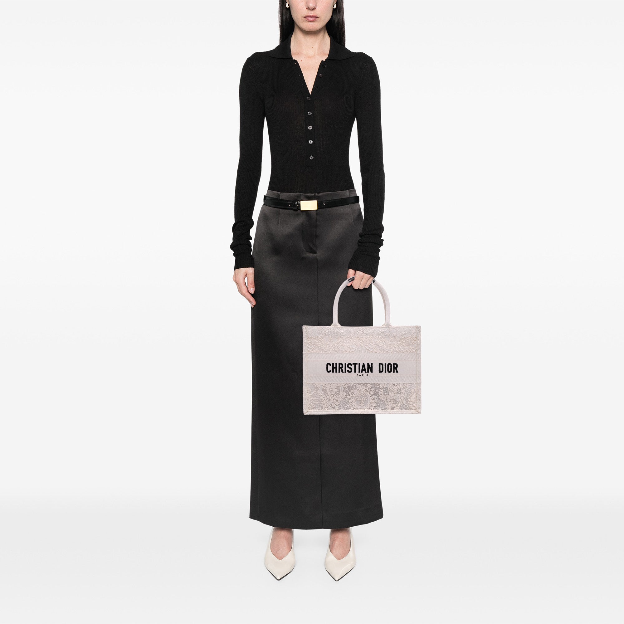 Christian Dior Medium Canvas D Lace Sun Embroidery Book Tote