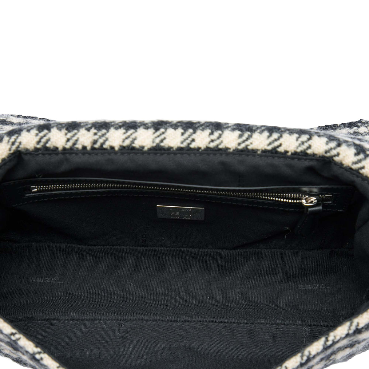 Fendi Tweed Baguette Satchel Black