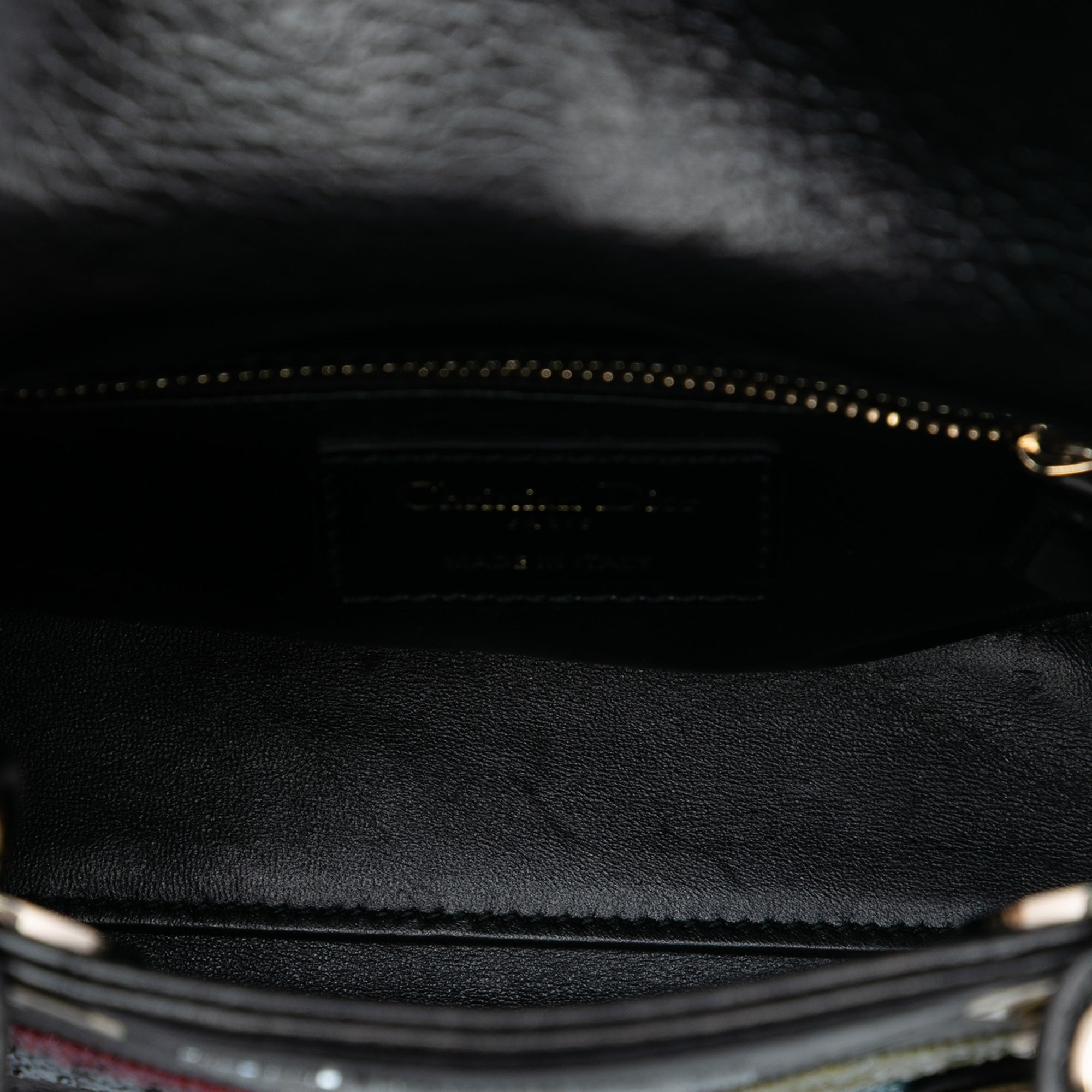 Dior Mini Calfskin Beaded Lady Dior Black