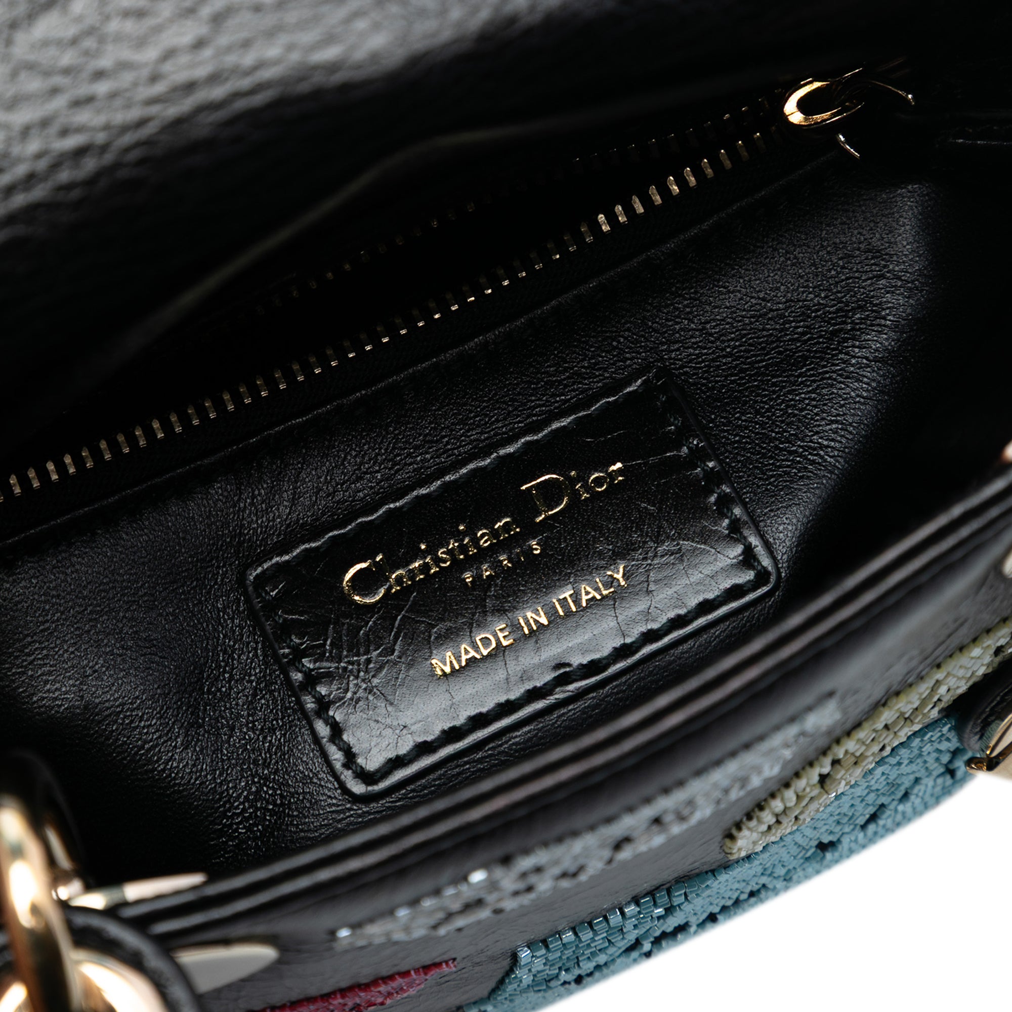 Dior Mini Calfskin Beaded Lady Dior Black