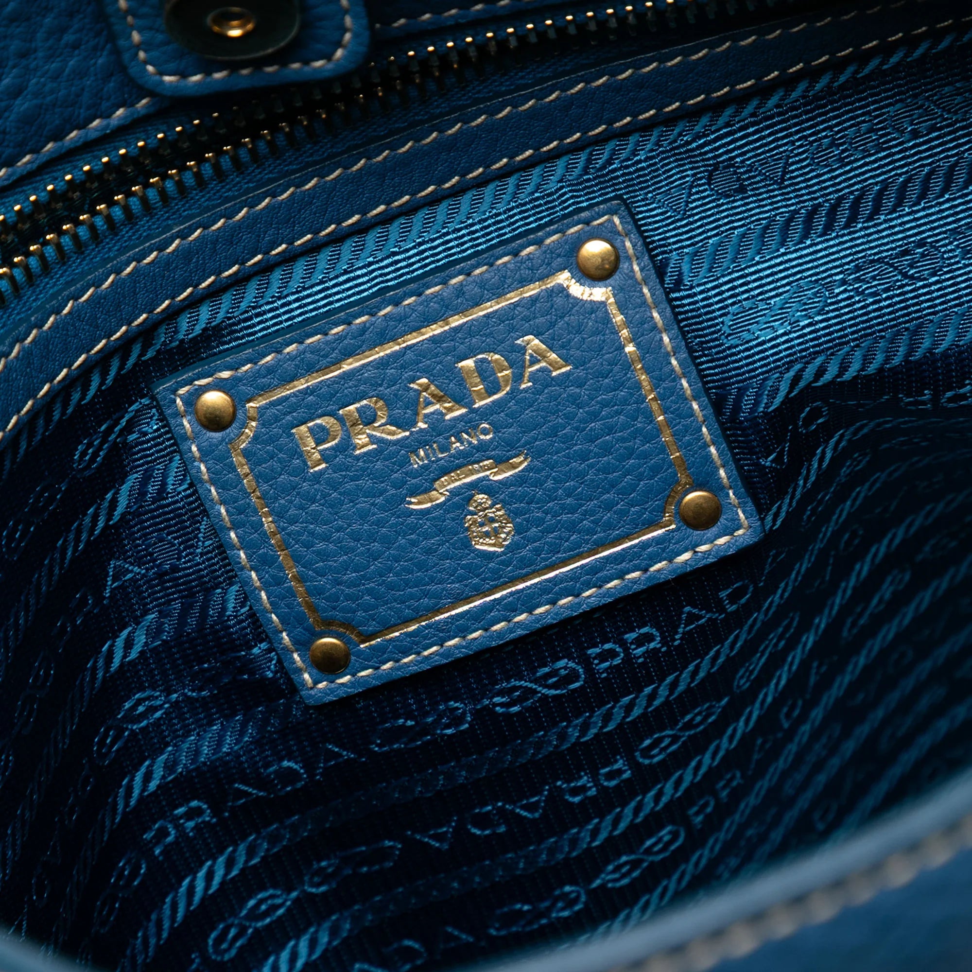 PRADA VITELLO DAINO HOGO BAG IN BLUE