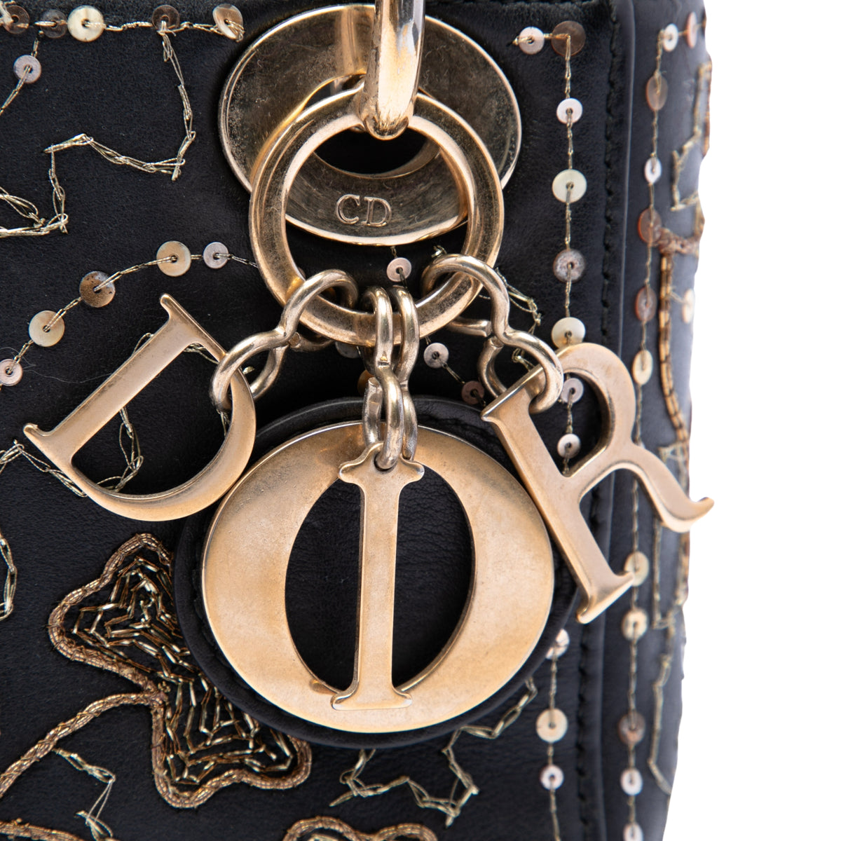 Dior Mini Calfskin Embroidered Clovers Lady Dior Black - Special edition