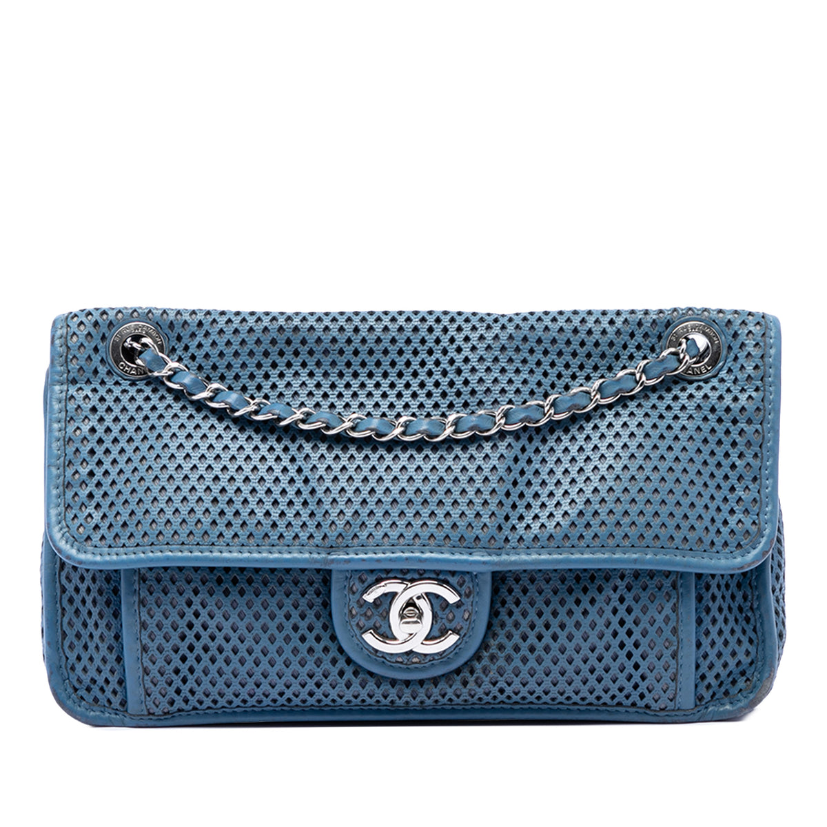 Chanel Medium Perforated Calfskin Up In The Air Flap Blue