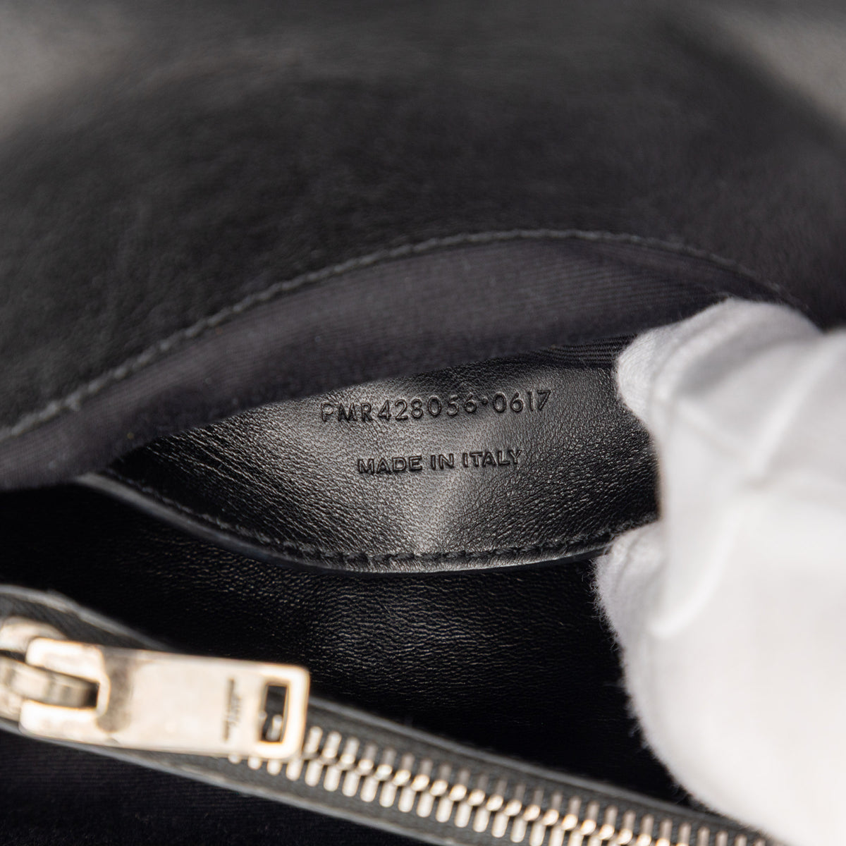 Saint Laurent Medium Metallic Chevron Sheepskin Monogram College Pins Satchel Black