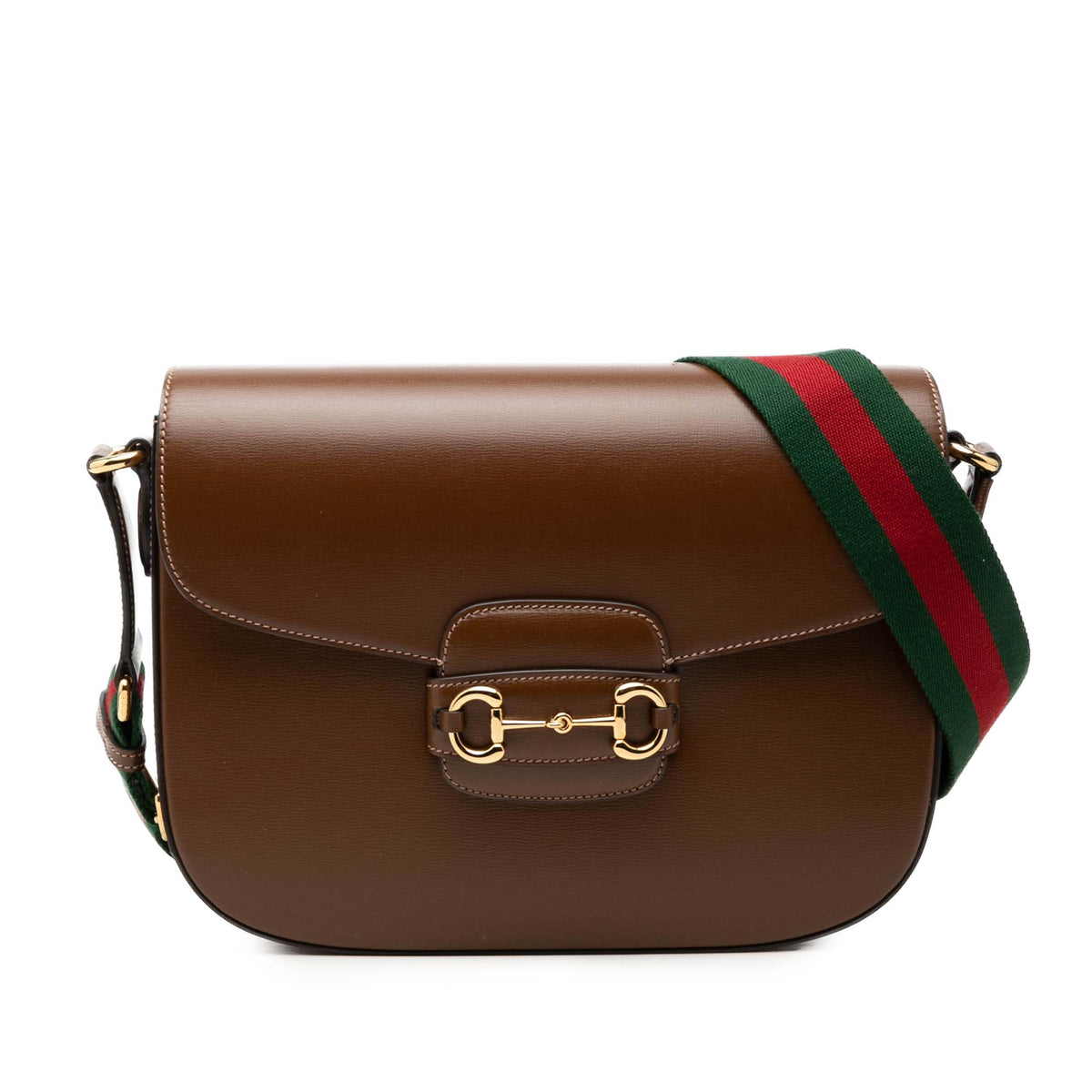 Gucci Large Calfskin Web Horsebit 1955 Crossbody Brown