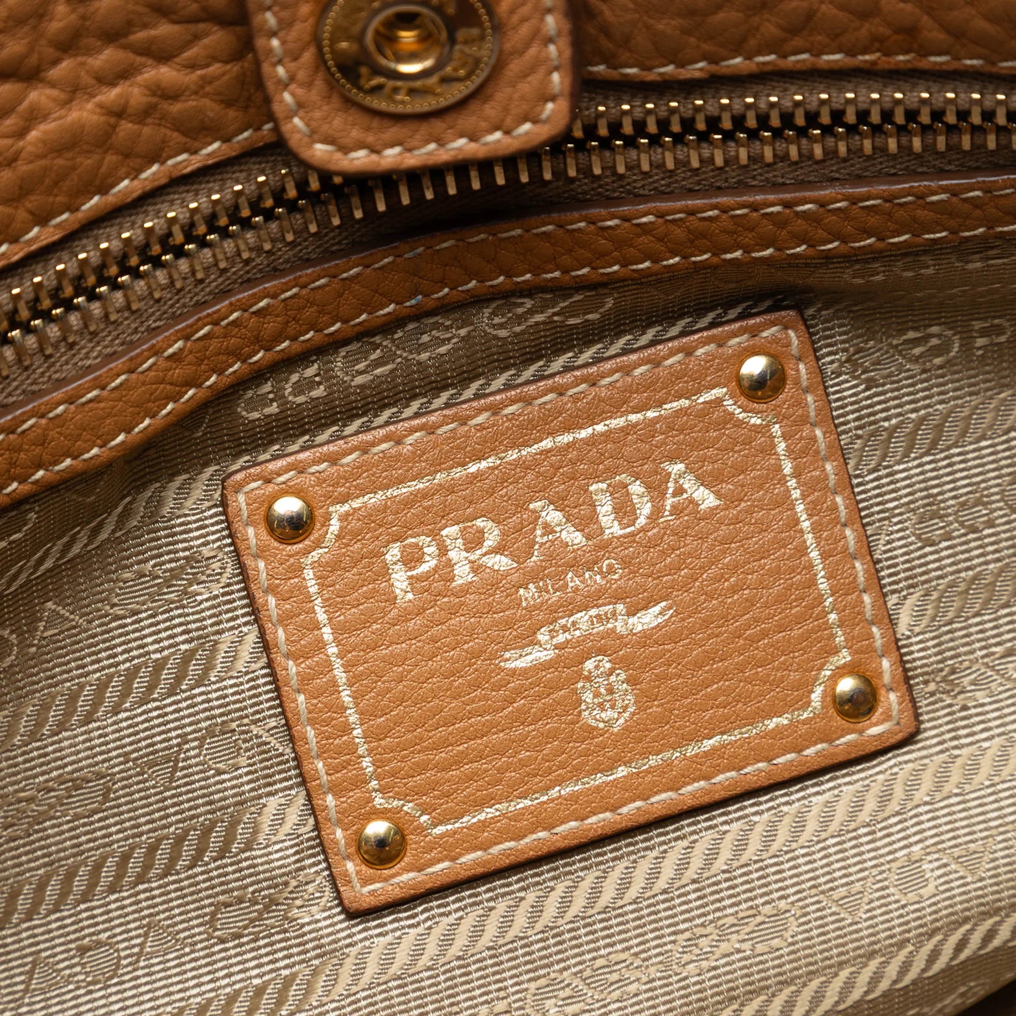PRADA VITELLO DAINO SHOULDER BAG IN CAMEL