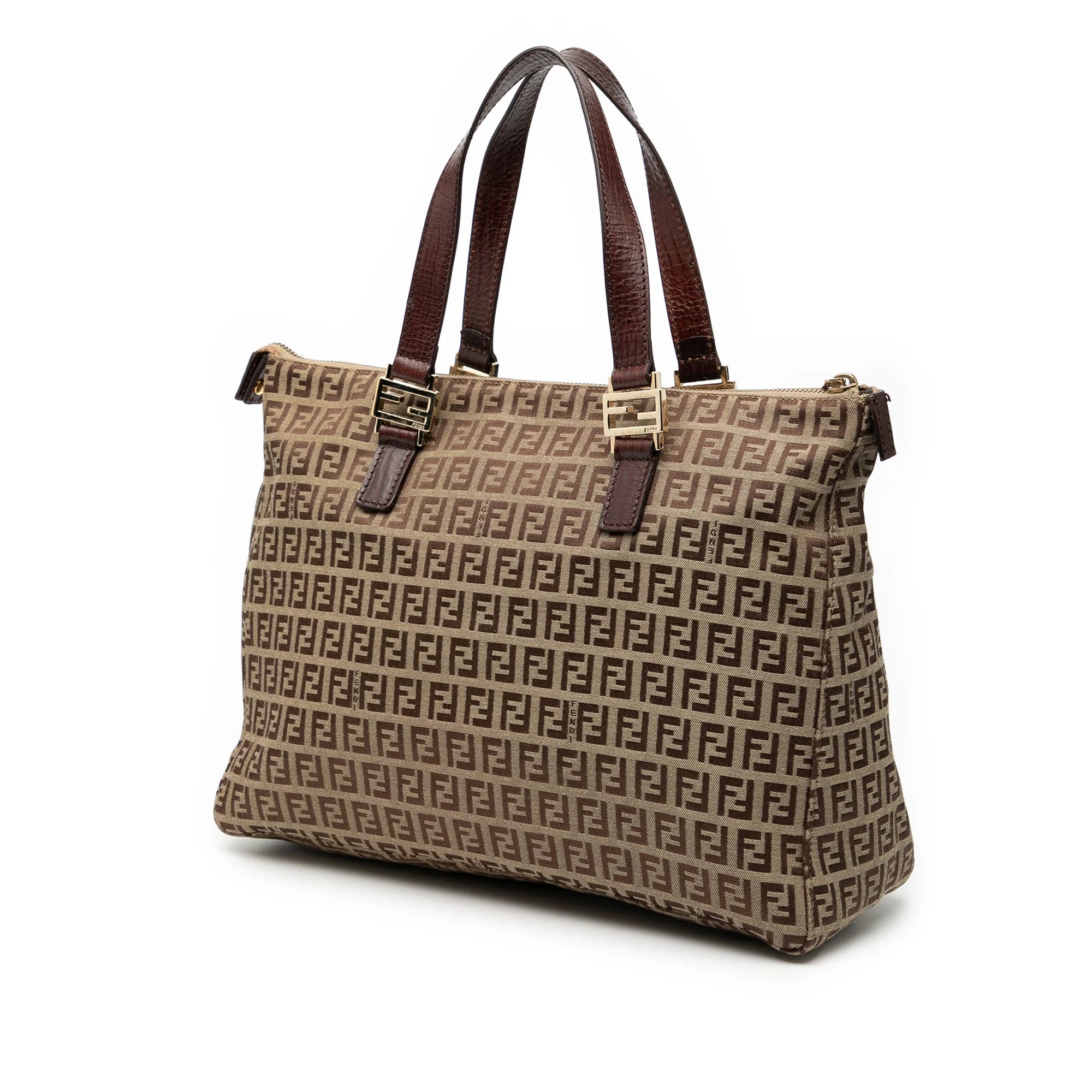 FENDI ZUCCHINO CANVAS TOTE BAG IN BROWN