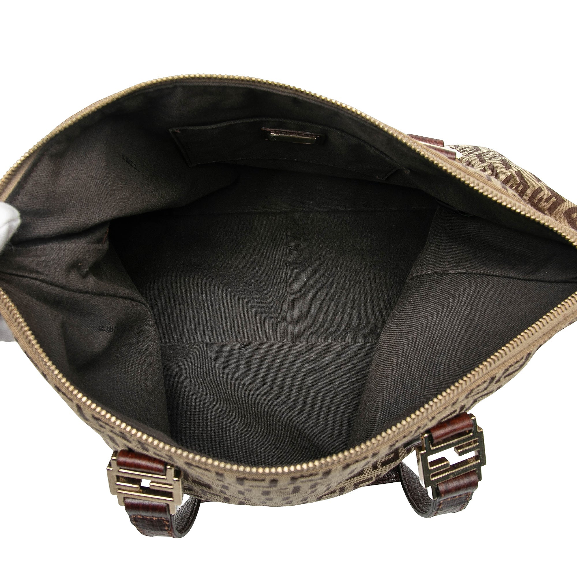 FENDI ZUCCHINO CANVAS TOTE BAG IN BROWN