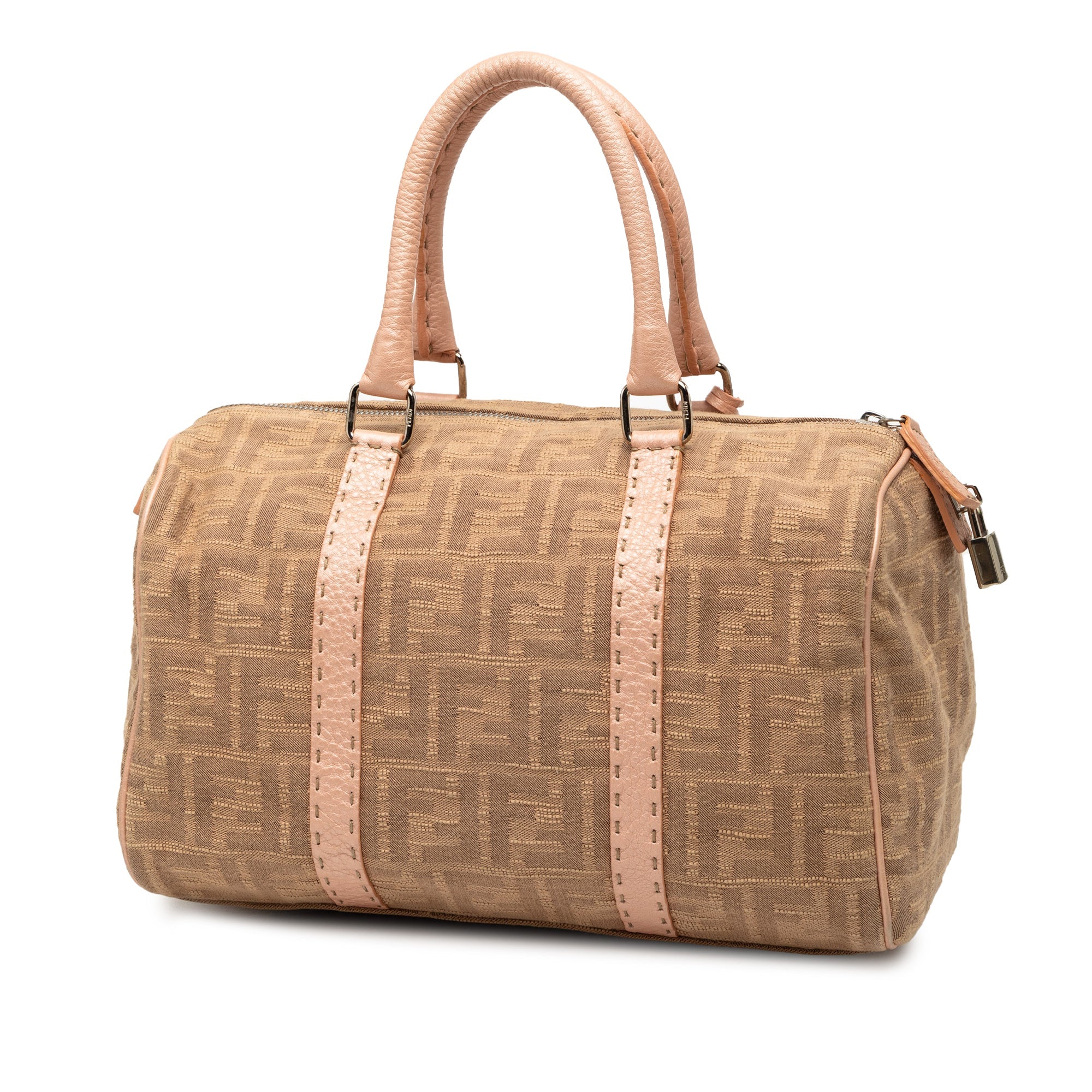 FENDI ZUCCA CANVAS SELLERIA BOSTON BAG IN BEIGE