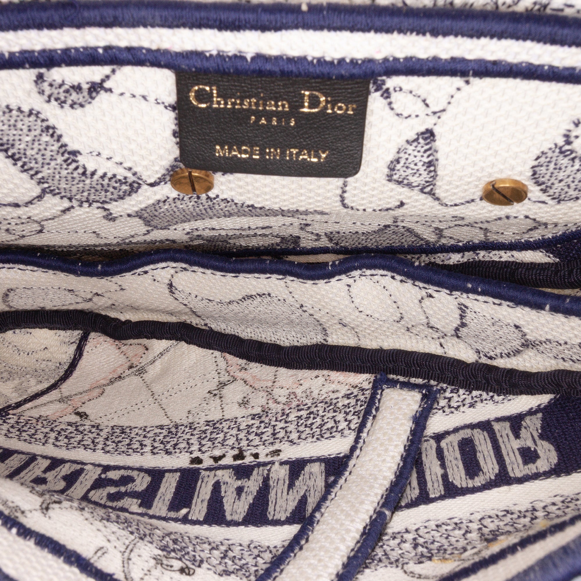 Christian Dior Canvas Embroidered Around the World Saddle Bag