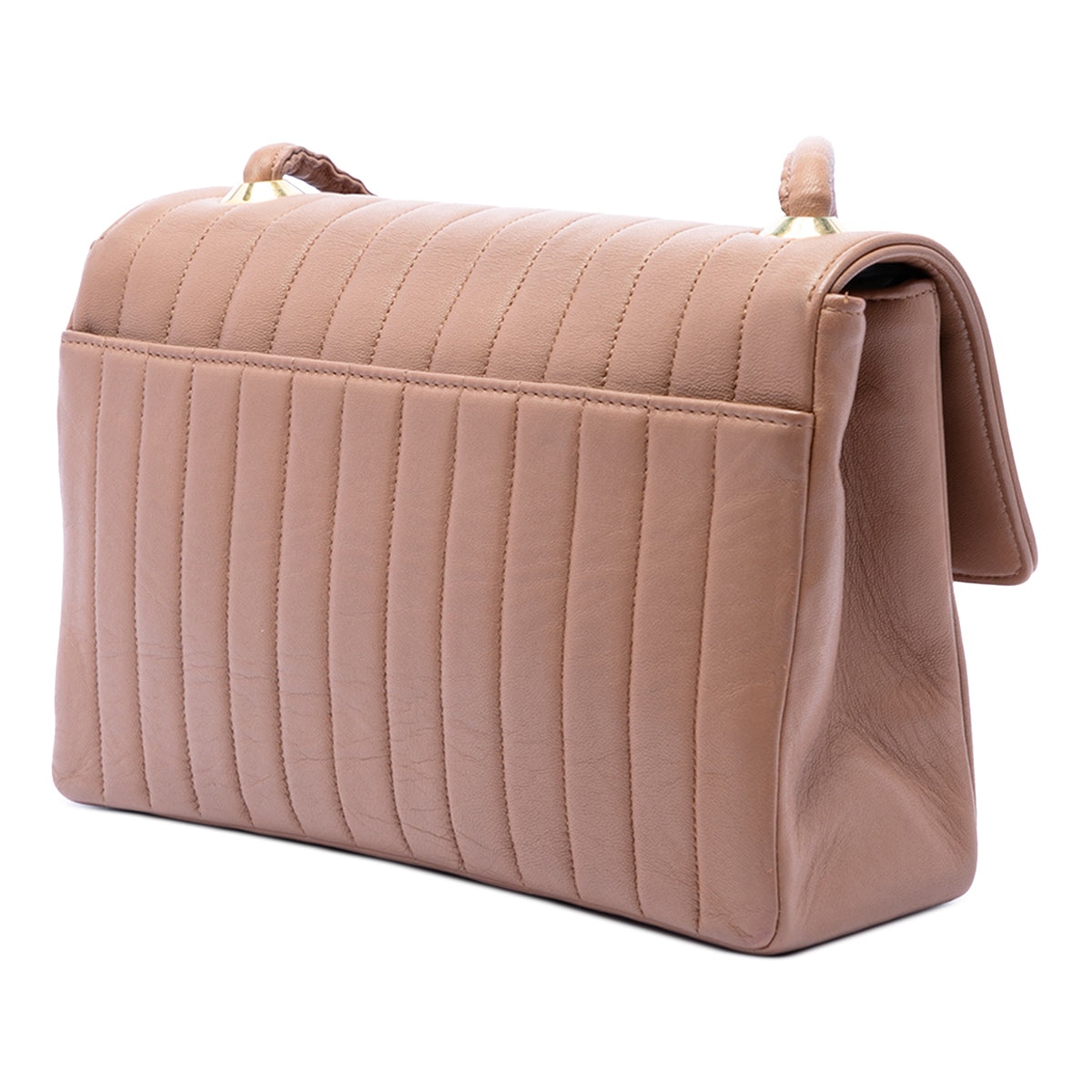 Chanel Medium Vertical Quilted Lambskin Single Flap Brown