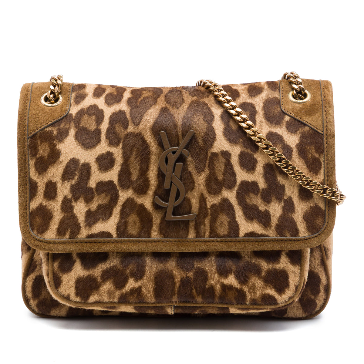Saint Laurent Baby Pony Hair Leopard Print Niki Brown