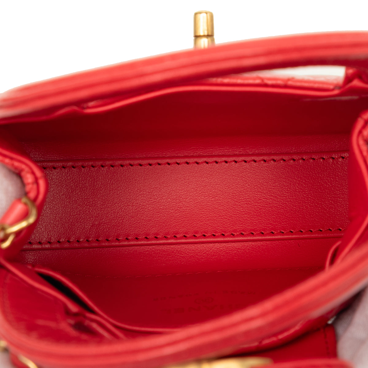 Chanel Mini Nano Shiny Aged Calfskin Kelly Shopper Bag Red