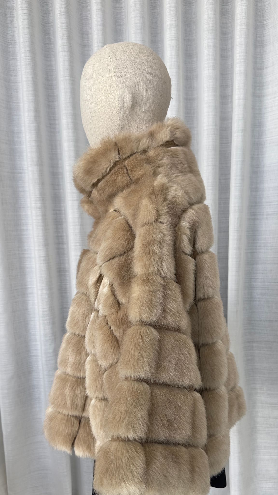ELISABETTA FRANCHIS FUR COAT - IN BEIGE