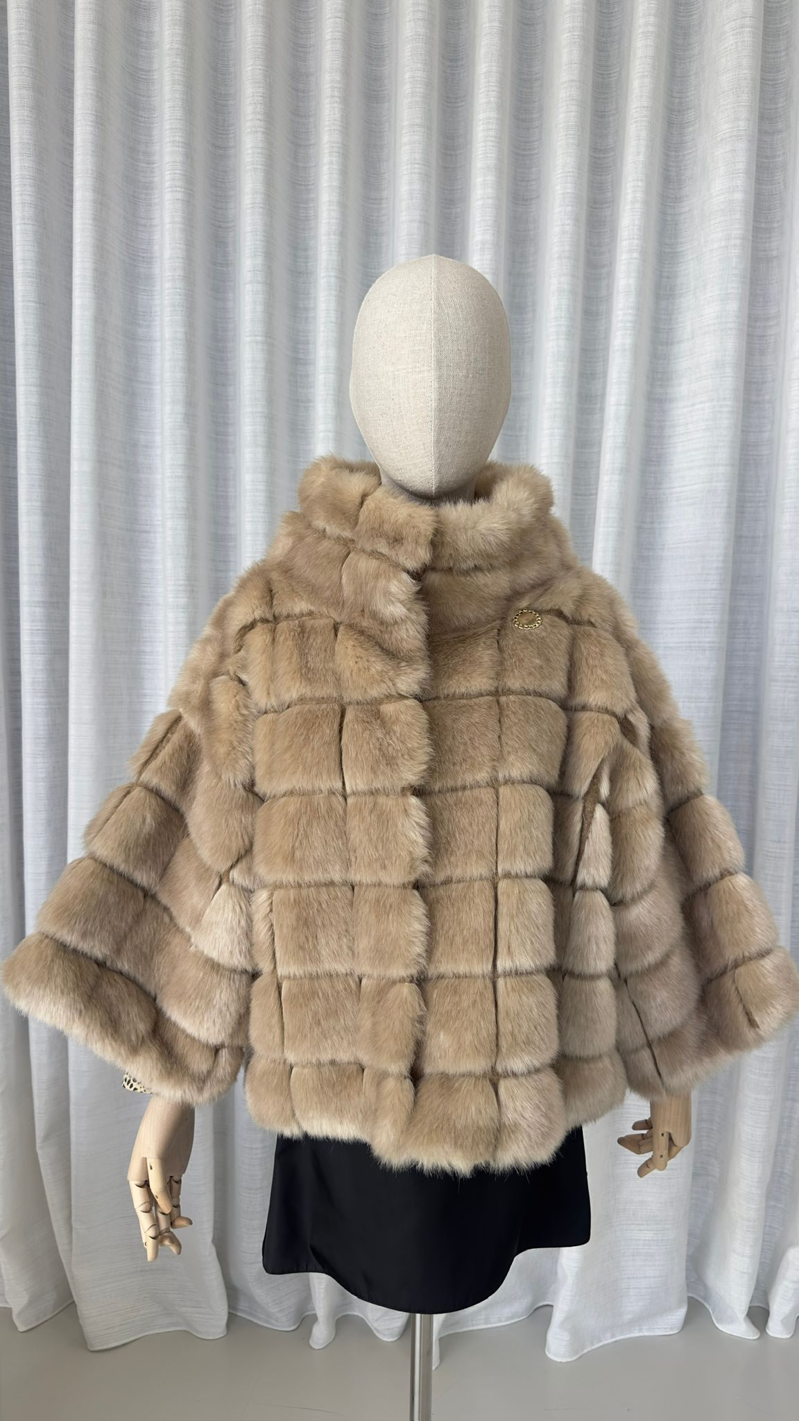 ELISABETTA FRANCHIS FUR COAT - IN BEIGE