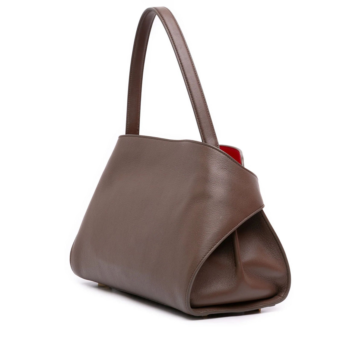 Ferragamo Medium Brown Calfskin Hug Satchel With Box