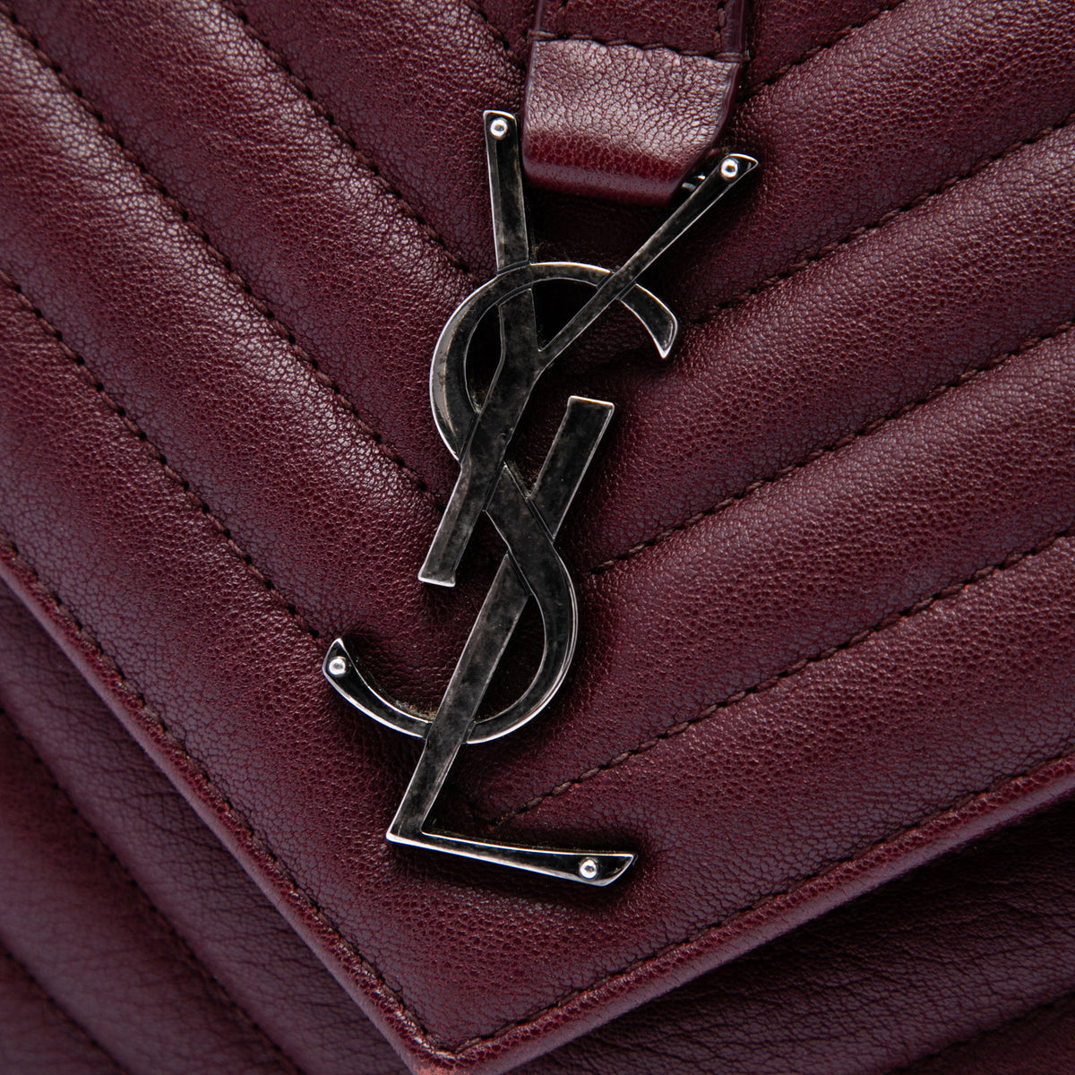 Saint Laurent Medium Chevron Sheepskin Monogram College Satchel Red