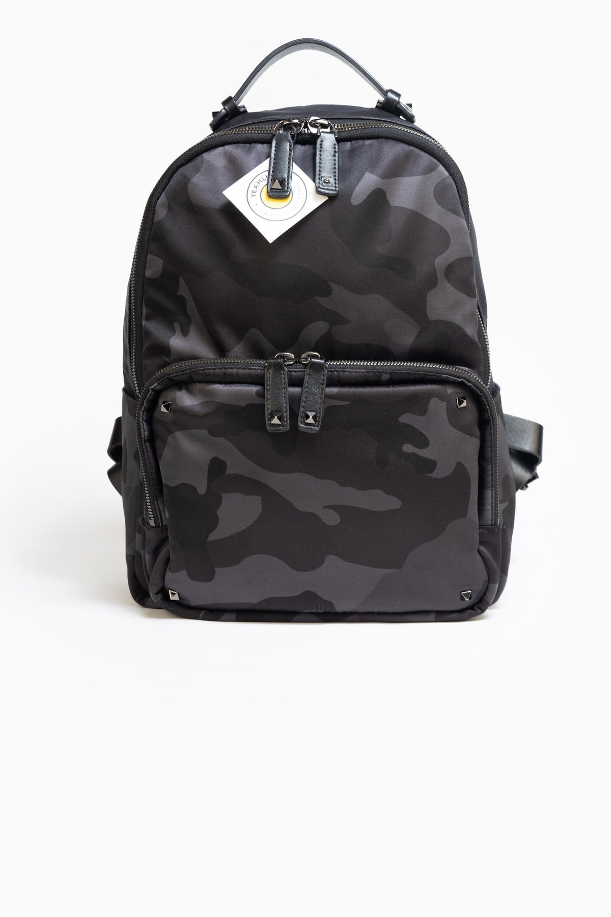 Valentino Garavani Camouflage Backpack with Leather Straps VALENTINO Garavani Tie-dye Flap Top Nylon Backpack Multicolor main image 3