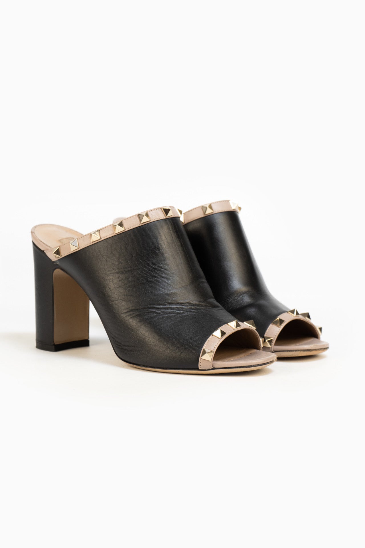 Valentino Black Leather Sandals - Size 39