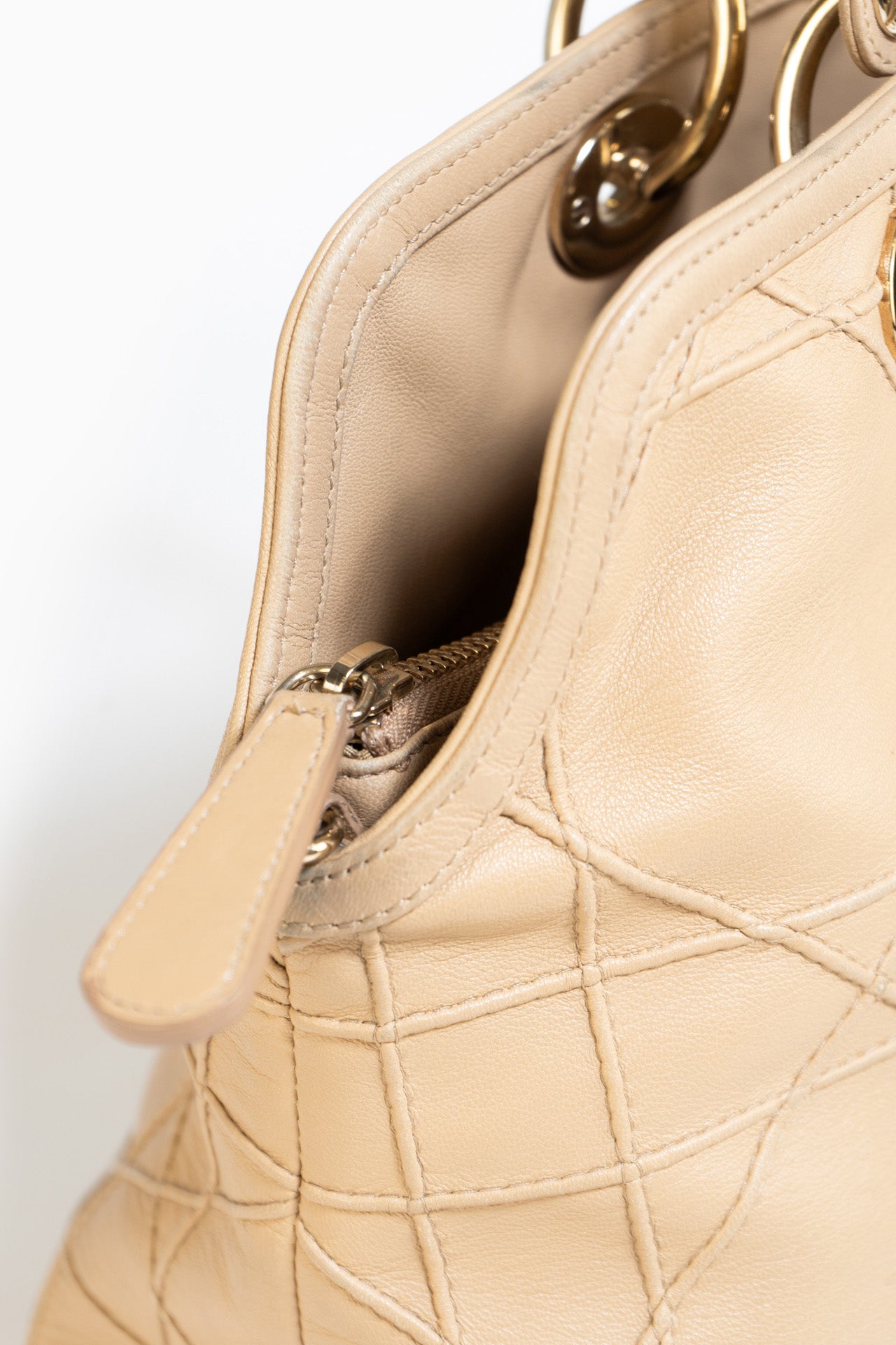 Dior Cannage Granville Bag In Beige