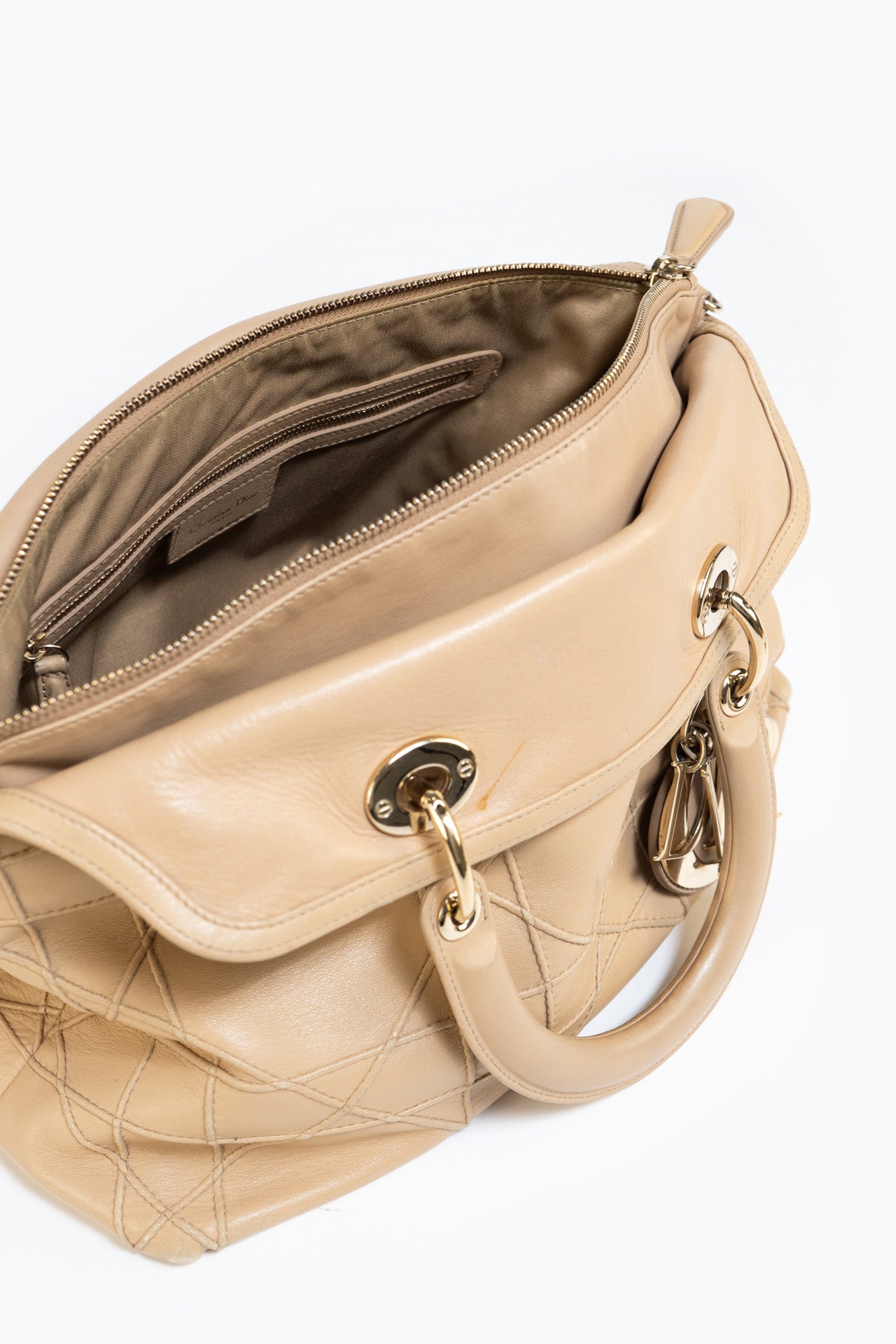 Dior Cannage Granville Bag In Beige