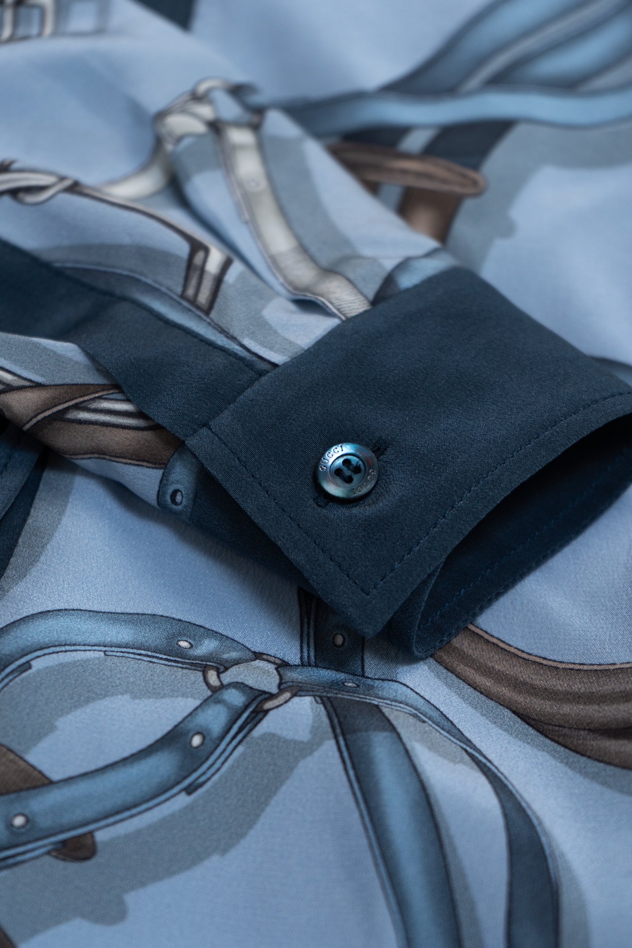 Gucci Printed Silk Dress in Blue- Size 38