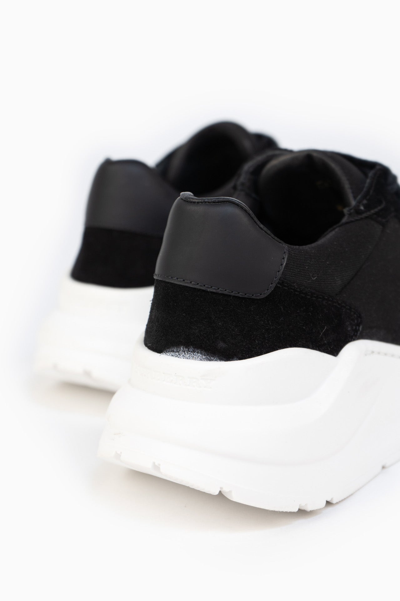 Burberry Black Suede And Neoprene Sneakers- Size 37