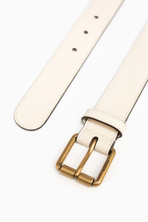 Gucci Horsebit Leather Belt In White