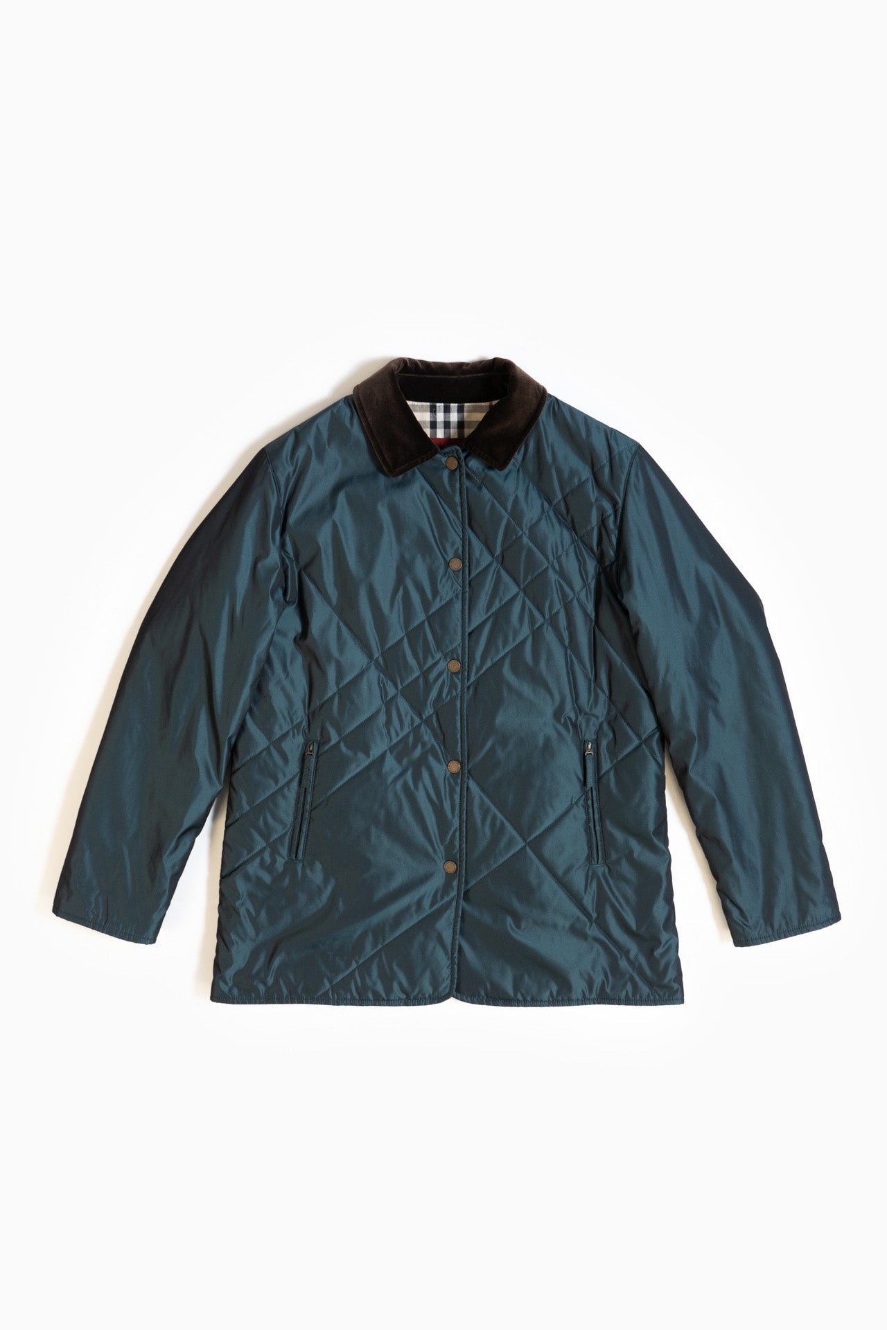 Casaco azul Burberry com gola xadrez