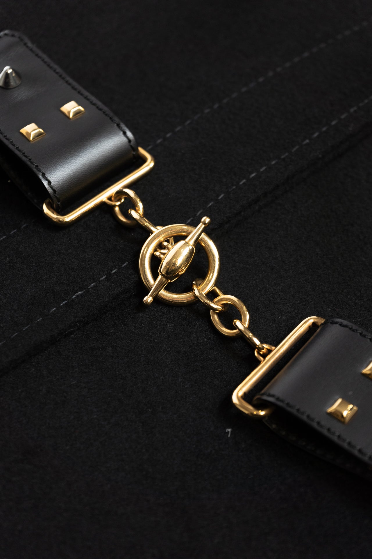 Gucci Wool Coat With Gold Details With Belt