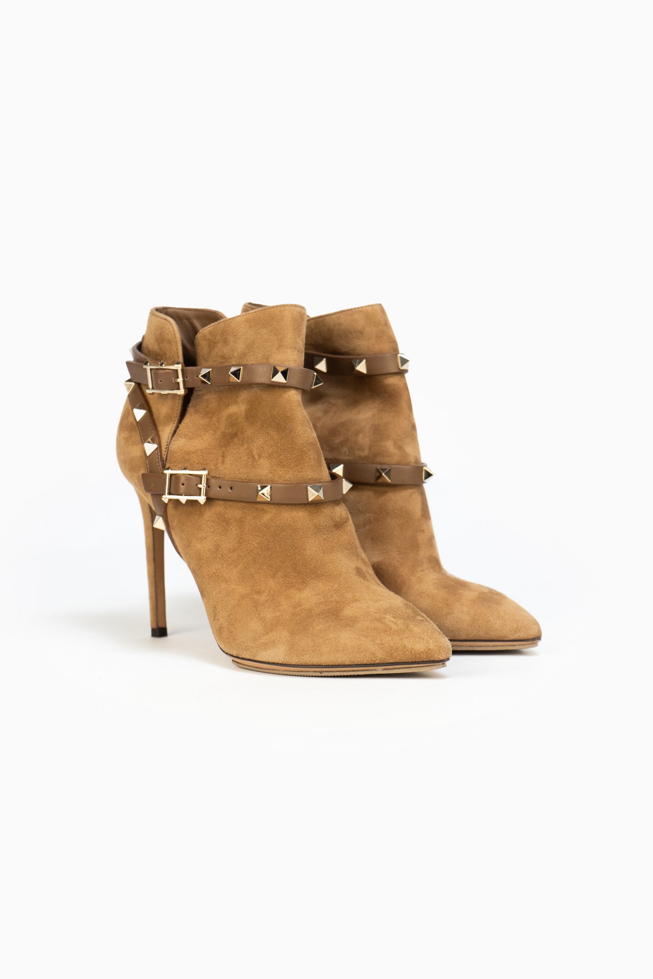 Valentino Rockstud Double Buckle Ankle Boots - Size 37