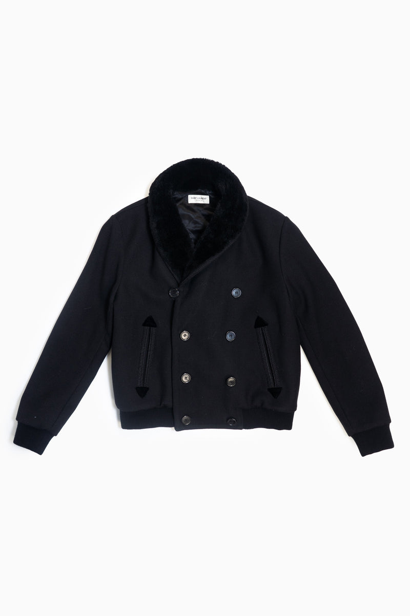 Saint Laurent Jacket With Fur In Black