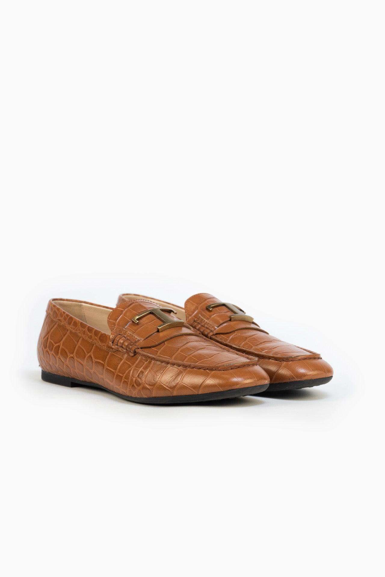 Tod's Crocodile Loafers In Brown - Size 38
