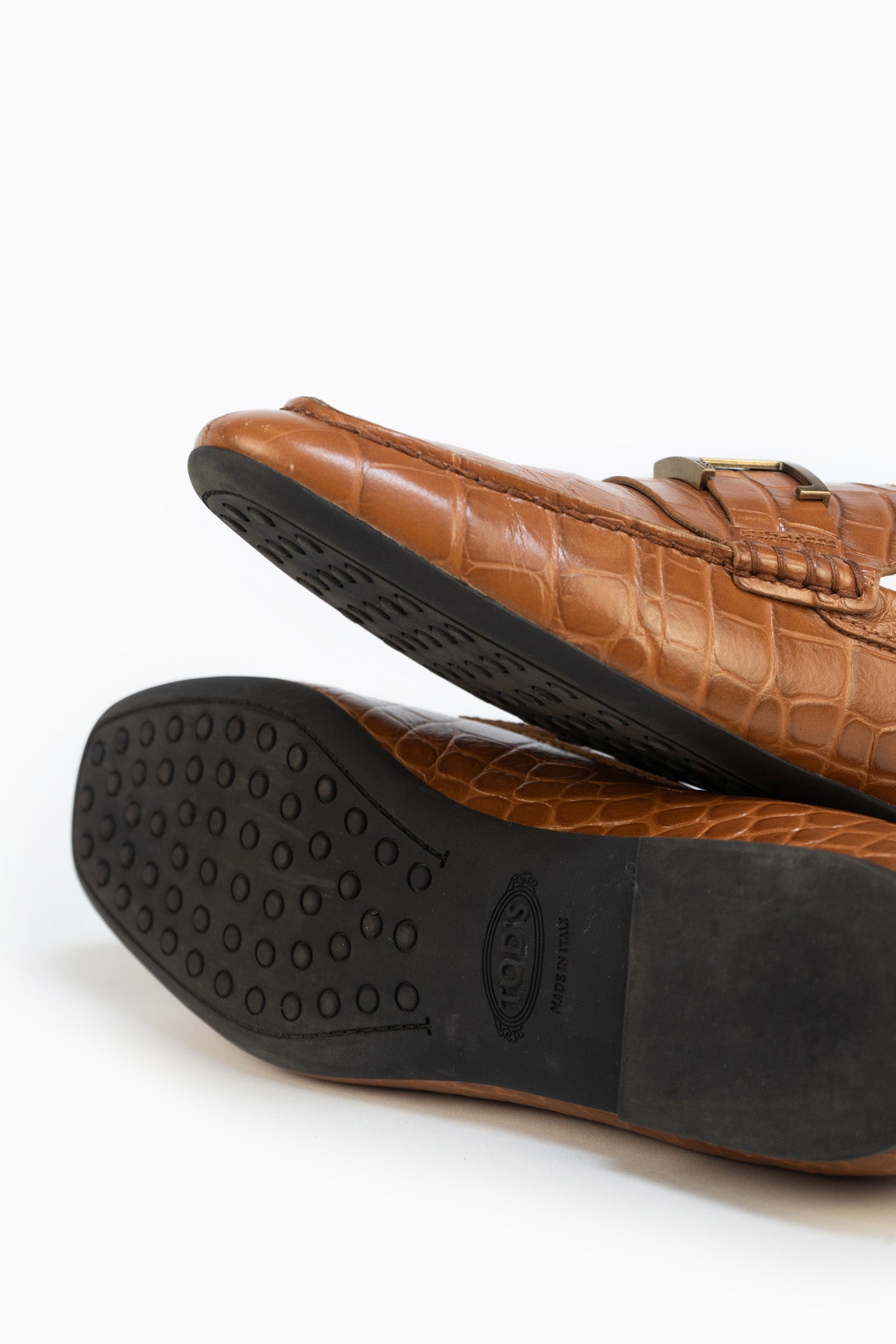 Tod's Crocodile Loafers In Brown - Size 38