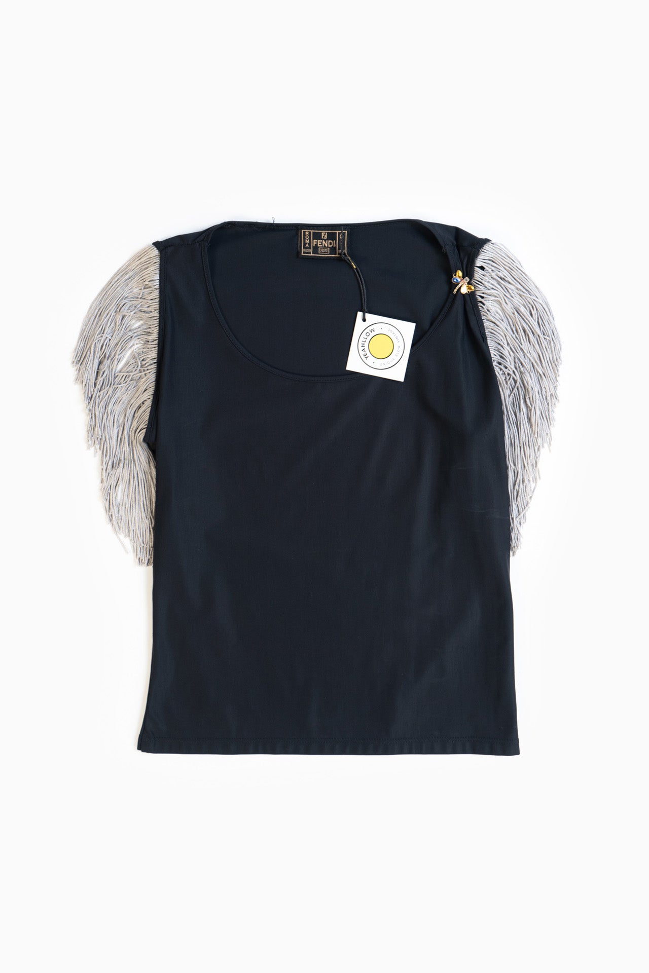 Fendi Black Fringe Top