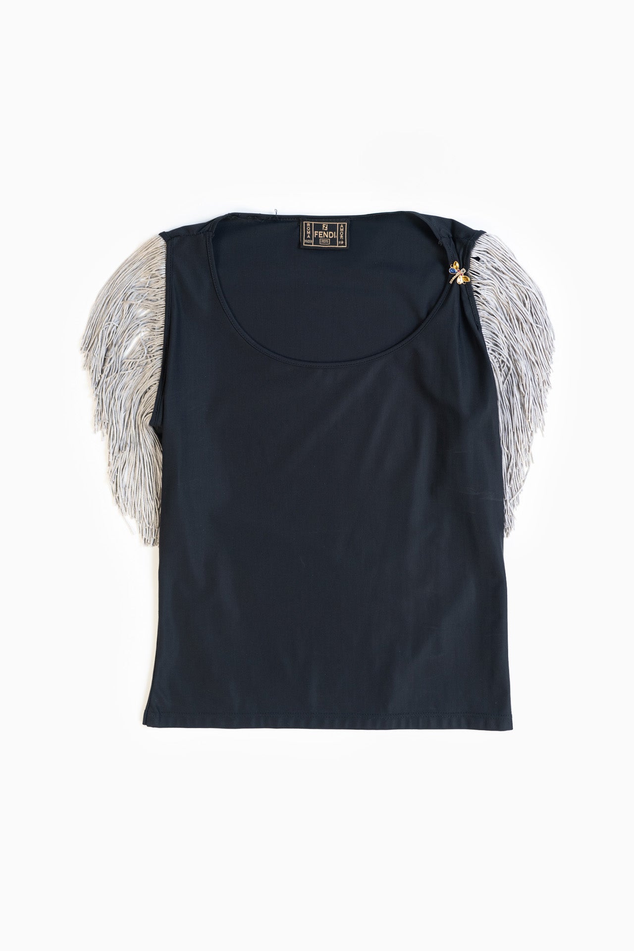 Fendi Black Fringe Top