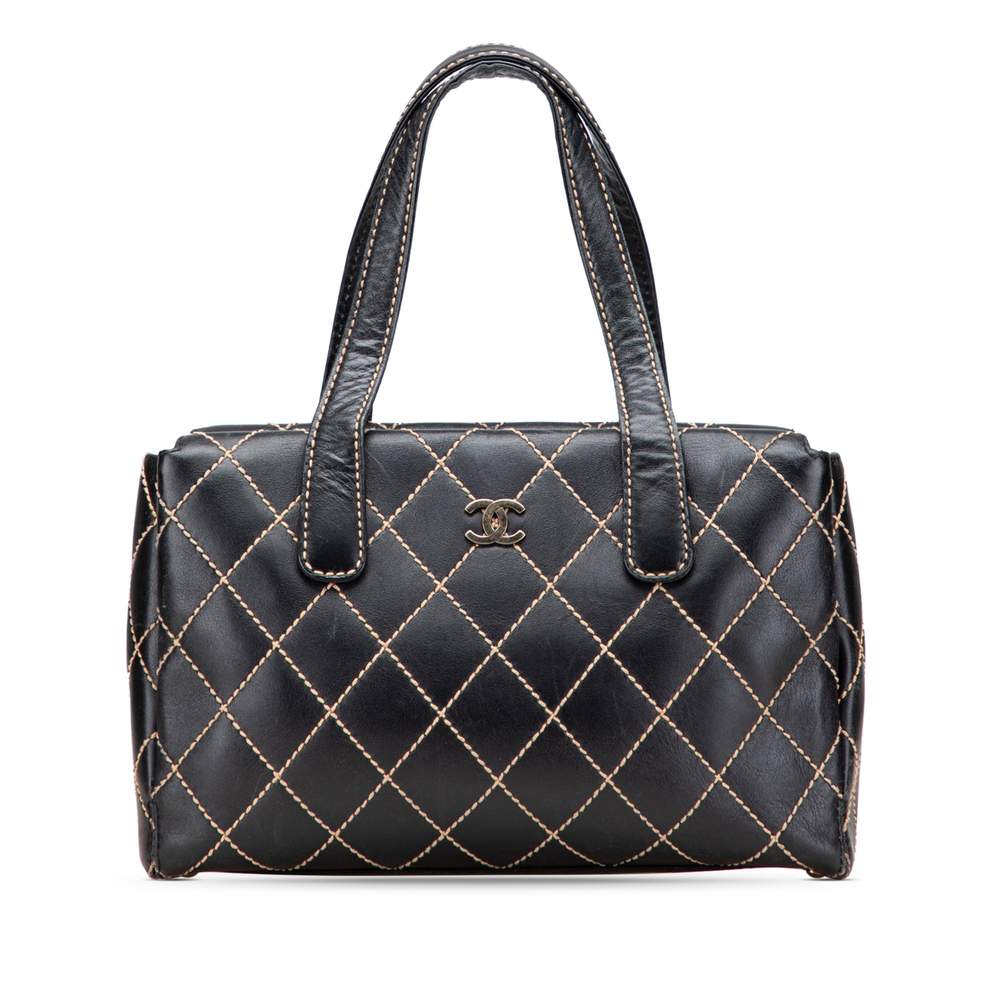 Chanel Medium CC Calfskin Wild Stitch Tote In Black