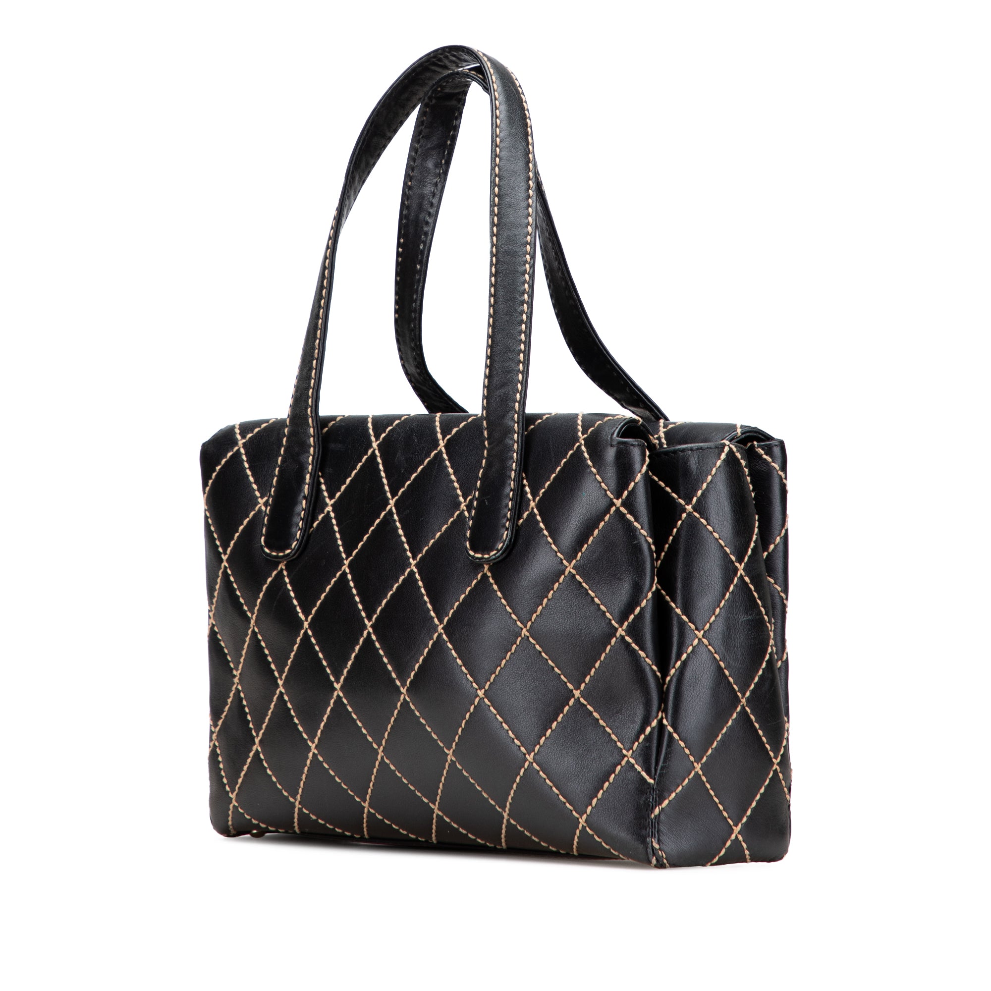 Chanel Medium CC Calfskin Wild Stitch Tote In Black
