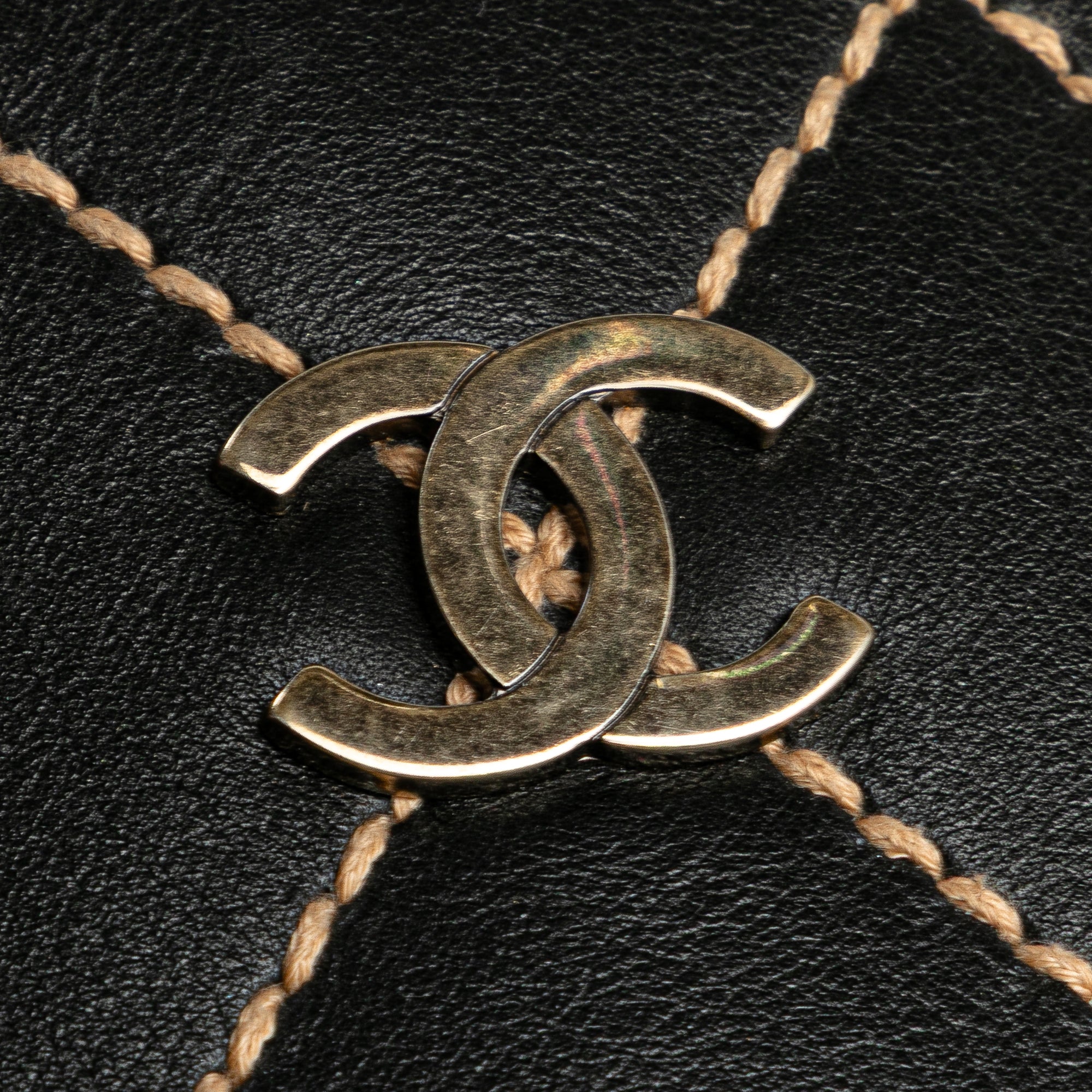 Chanel Medium CC Calfskin Wild Stitch Tote In Black