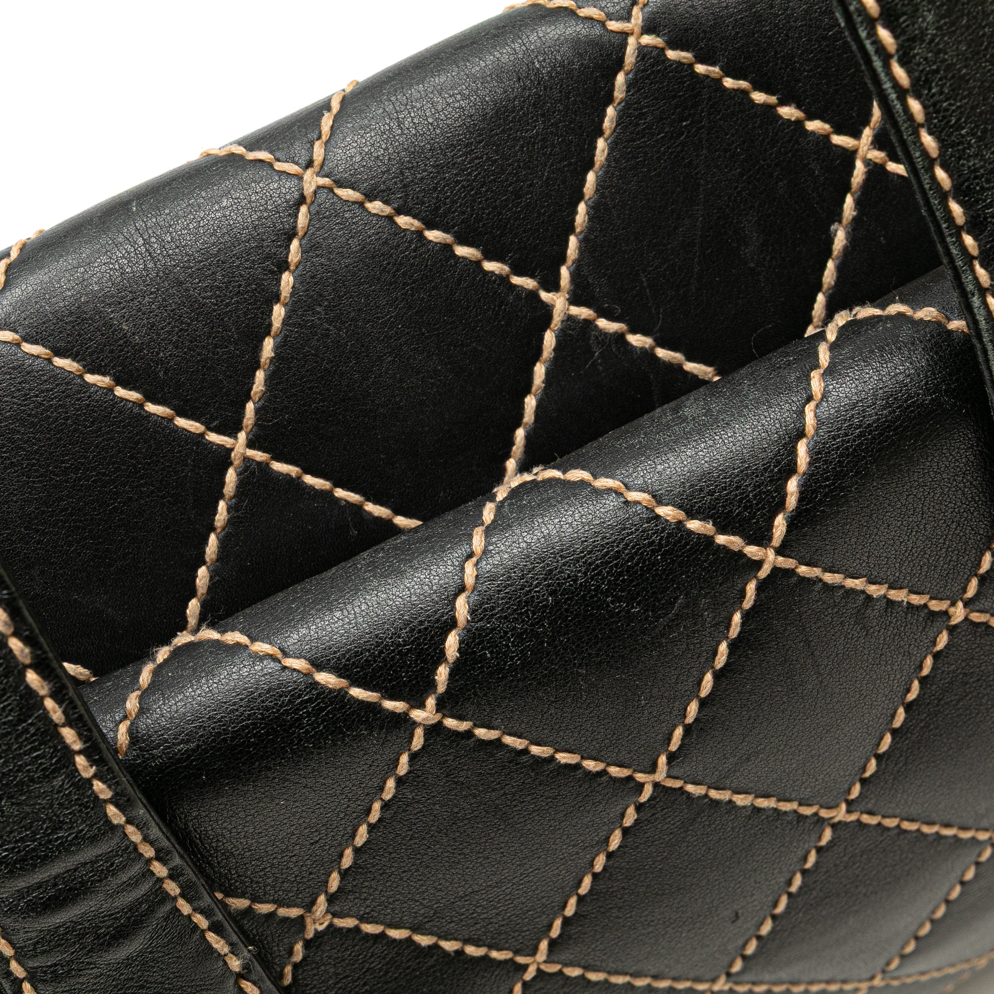 Chanel Medium CC Calfskin Wild Stitch Tote In Black