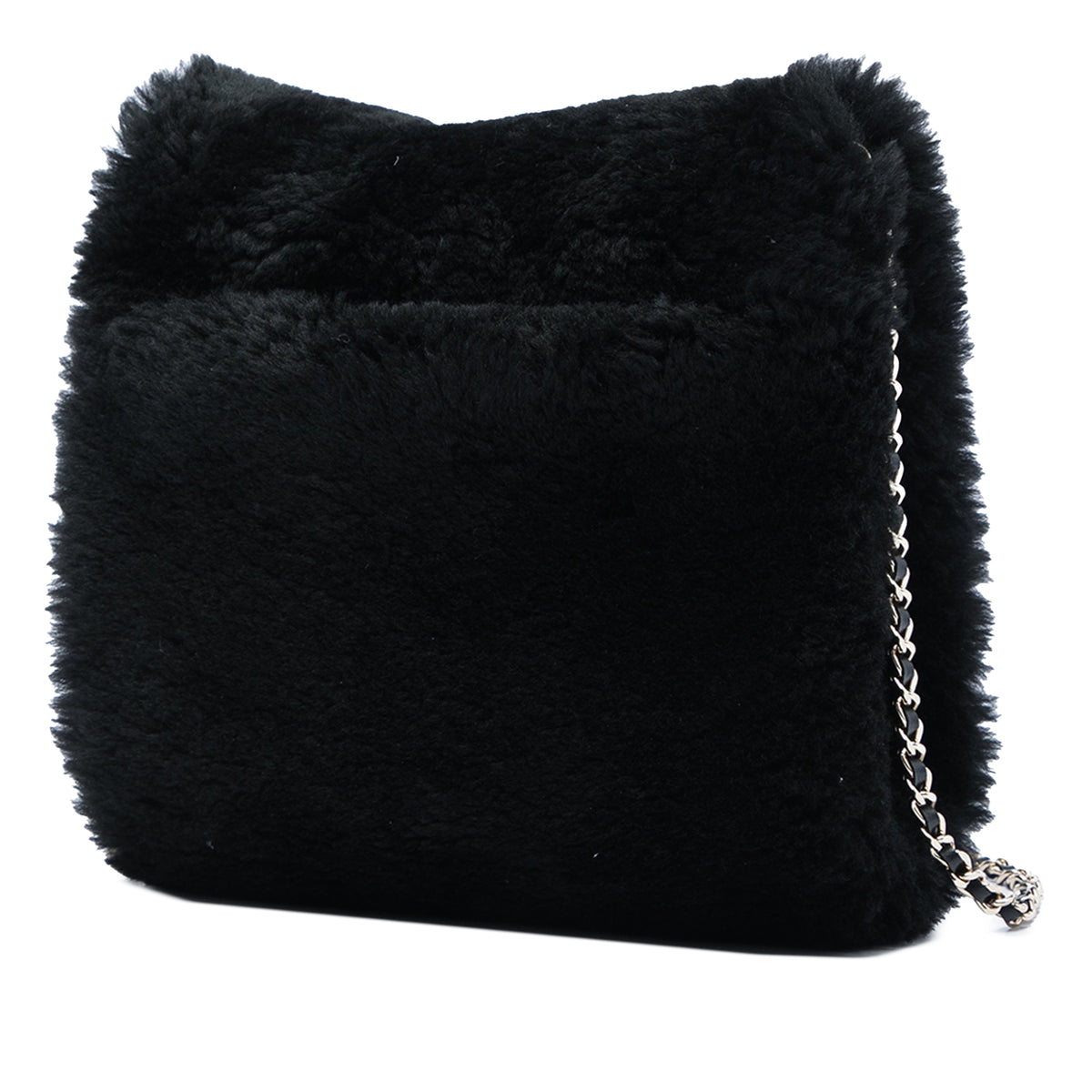 Chanel CC Shearling Muff Shoulder Bag Black