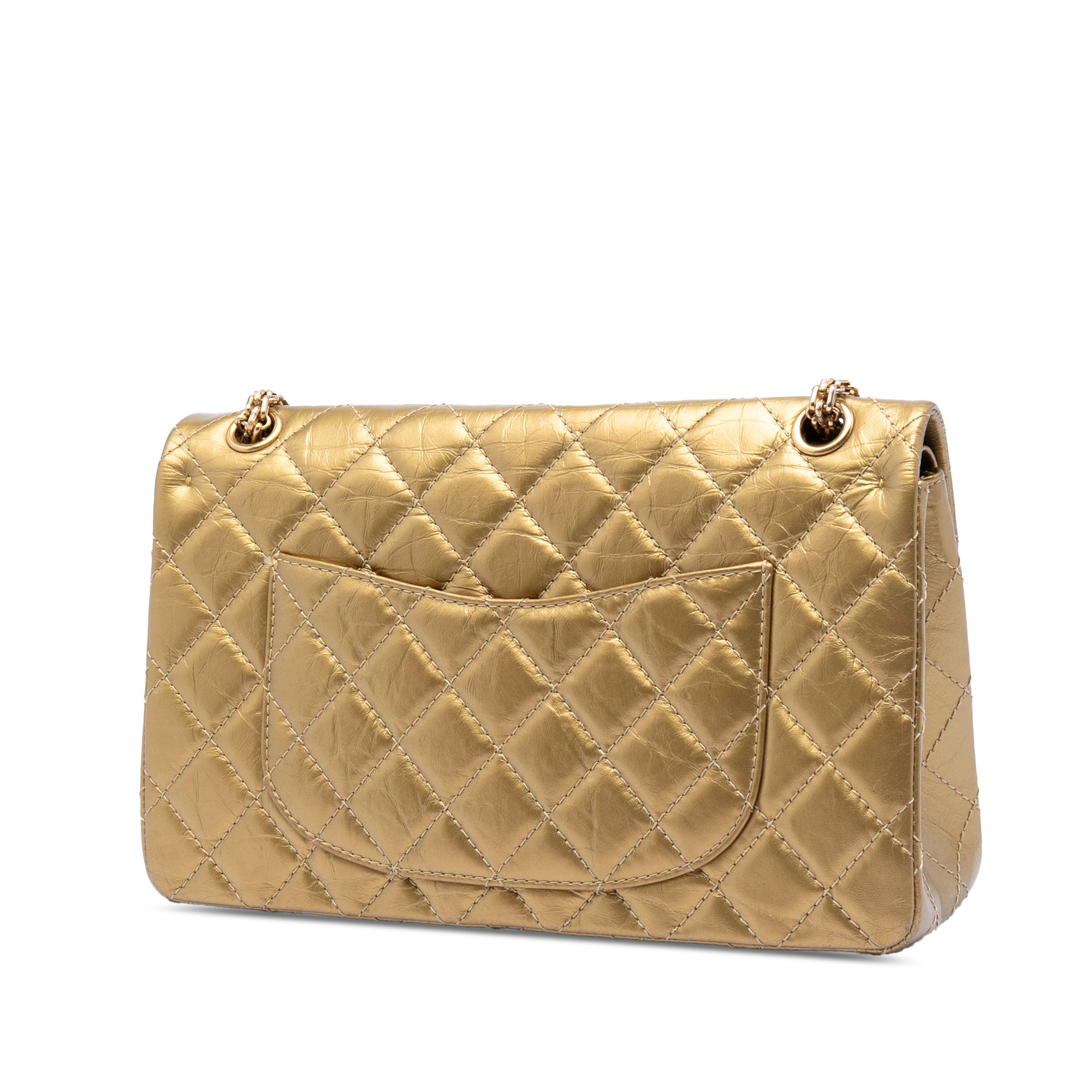 Chanel Quilted Metallic Aged Calfskin Reissue 2.55 Double Flap 226 Gold