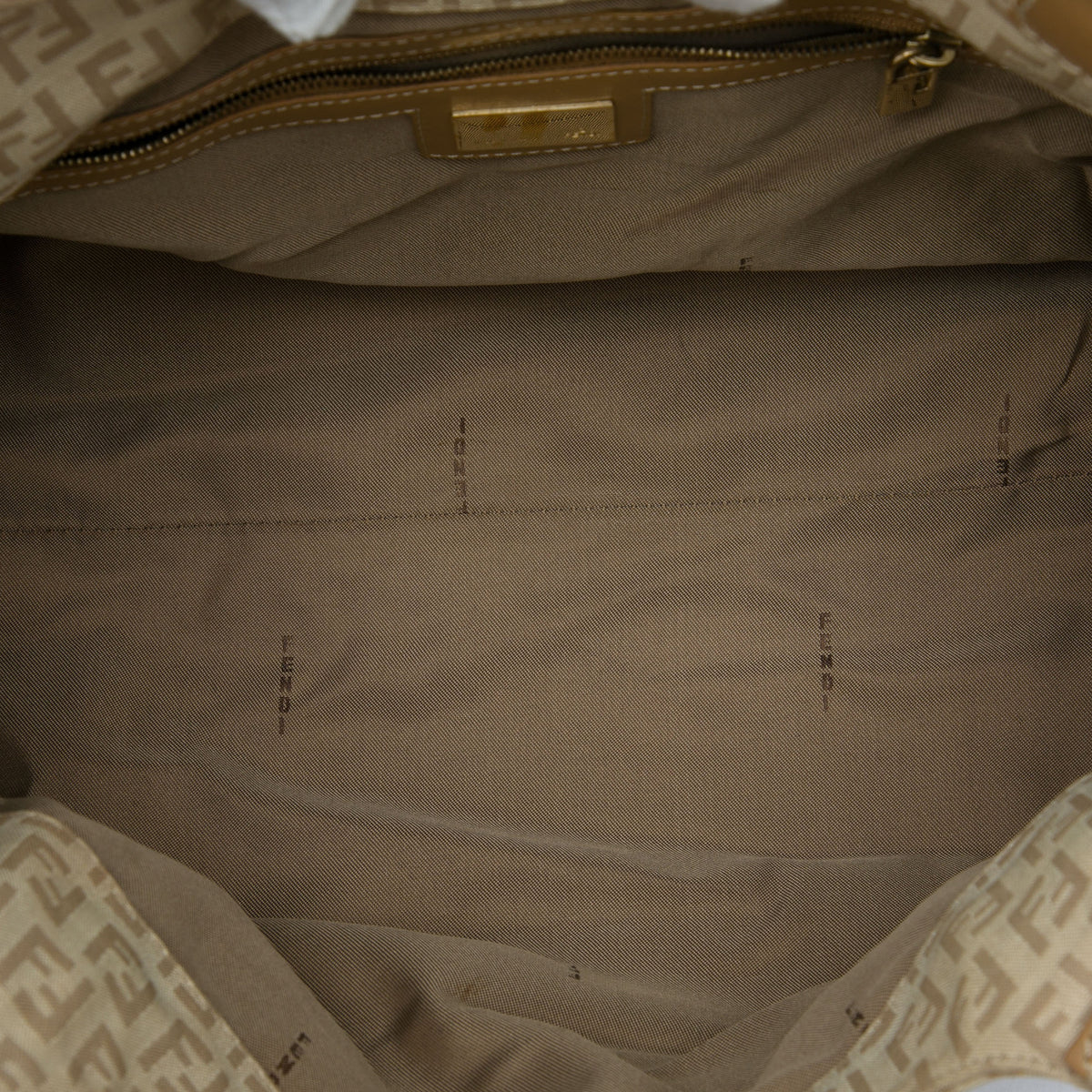 Fendi Zucchino Canvas Shoulder Bag Beige