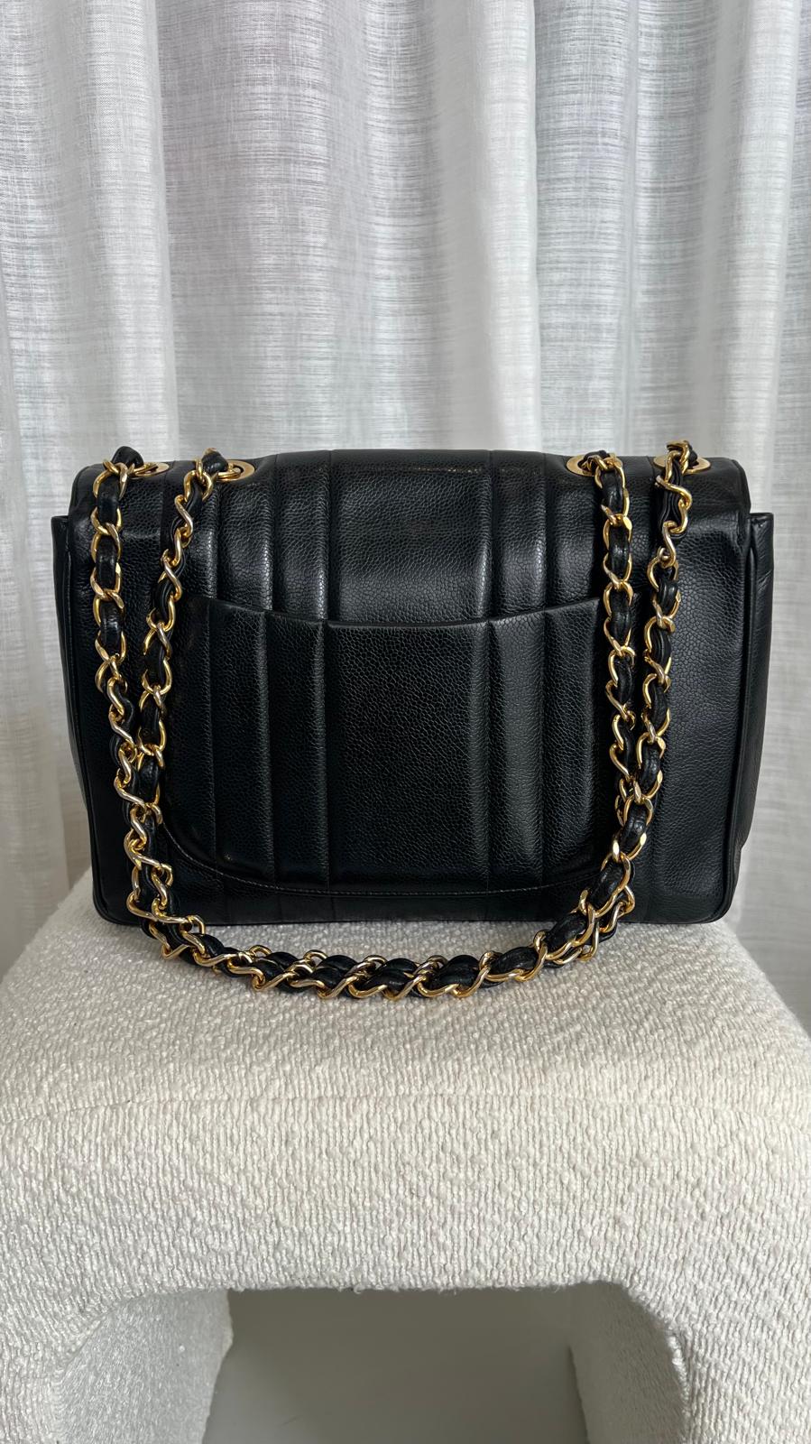 CHANEL MAXI FLAP BAG CAVIAR LEATHER IN BLACK