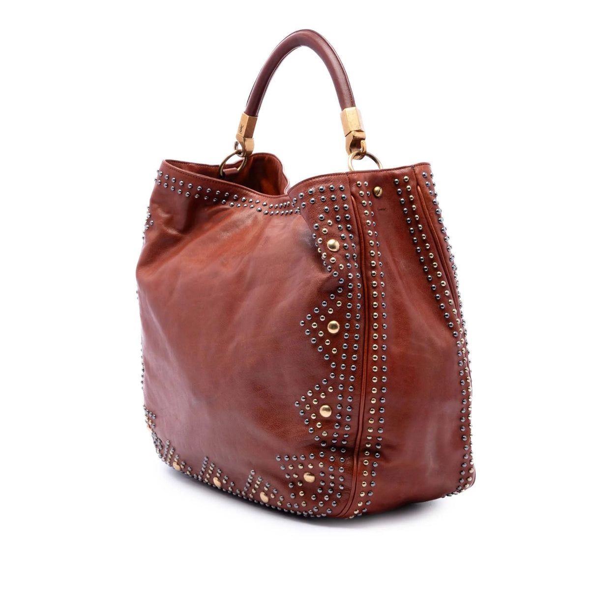 Saint Laurent Studded Calfskin Roady Hobo Bag