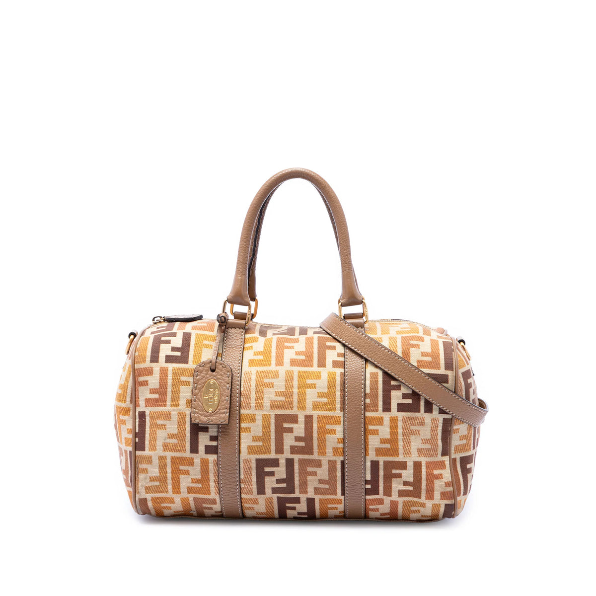 Fendi canvas selleria satcher bag with strap