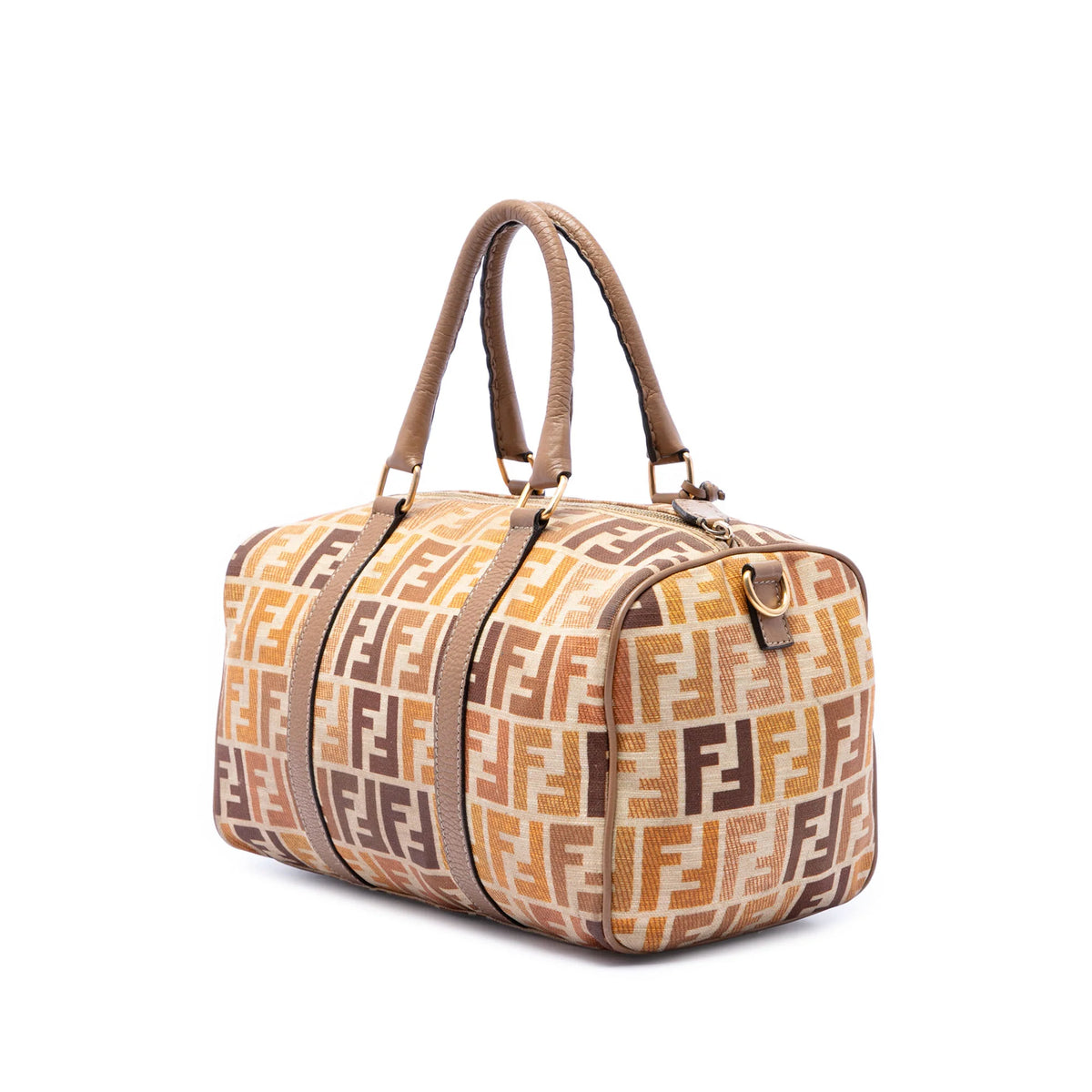 Fendi canvas selleria satcher bag with strap